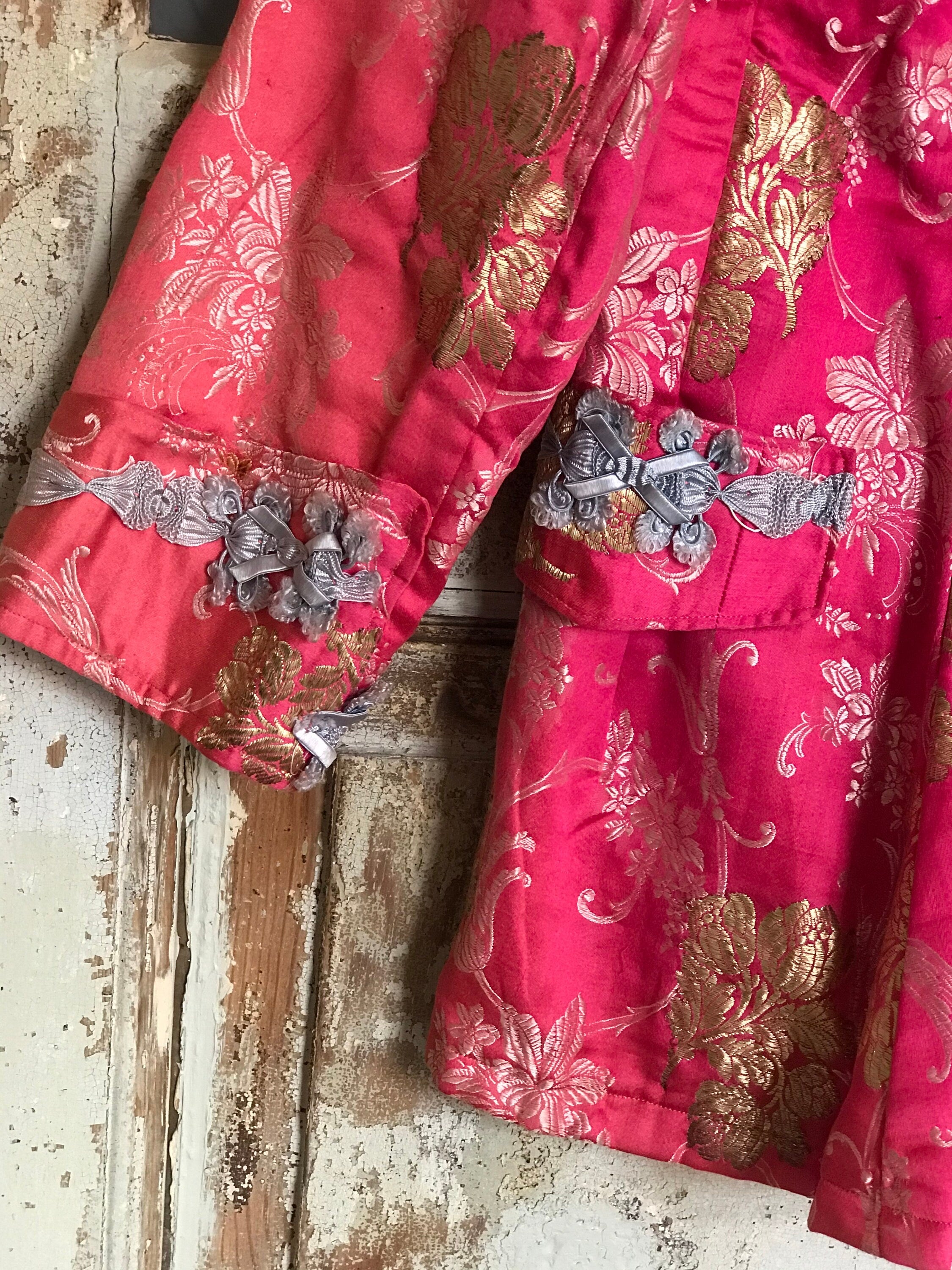 Antique Ottoman jacket in pink brocade with gold thread embroidery