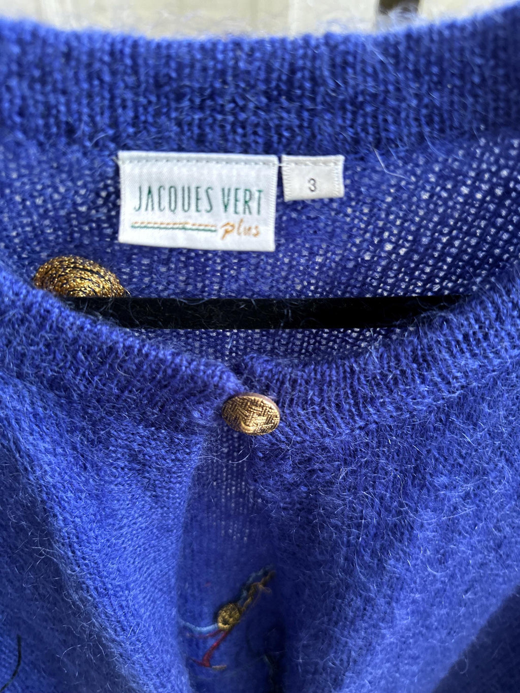 Vintage Mohair Long Cardigan by Jacques Vert with Horse Design
