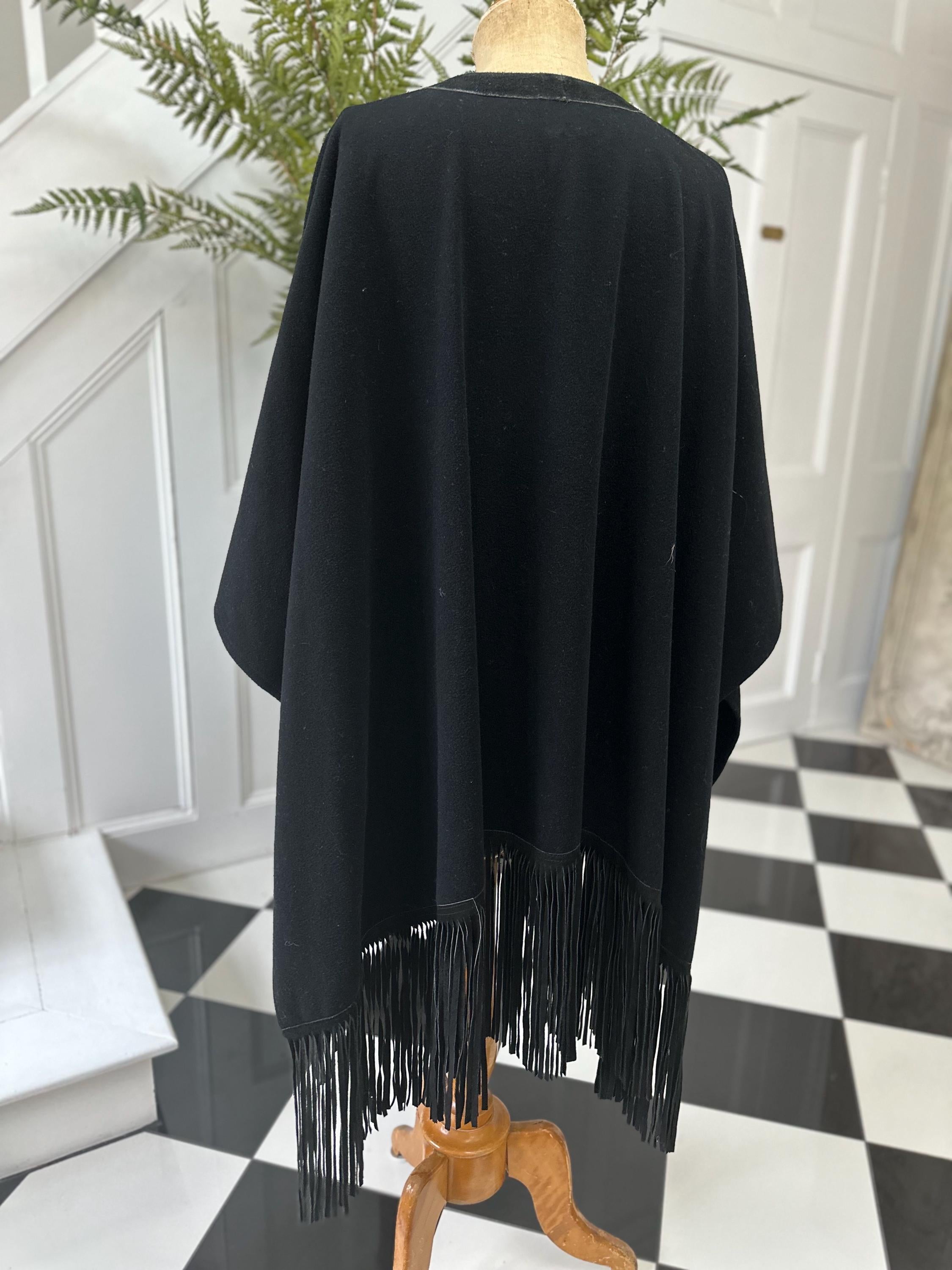 1970s black poncho 100% cashmere as stated on the label