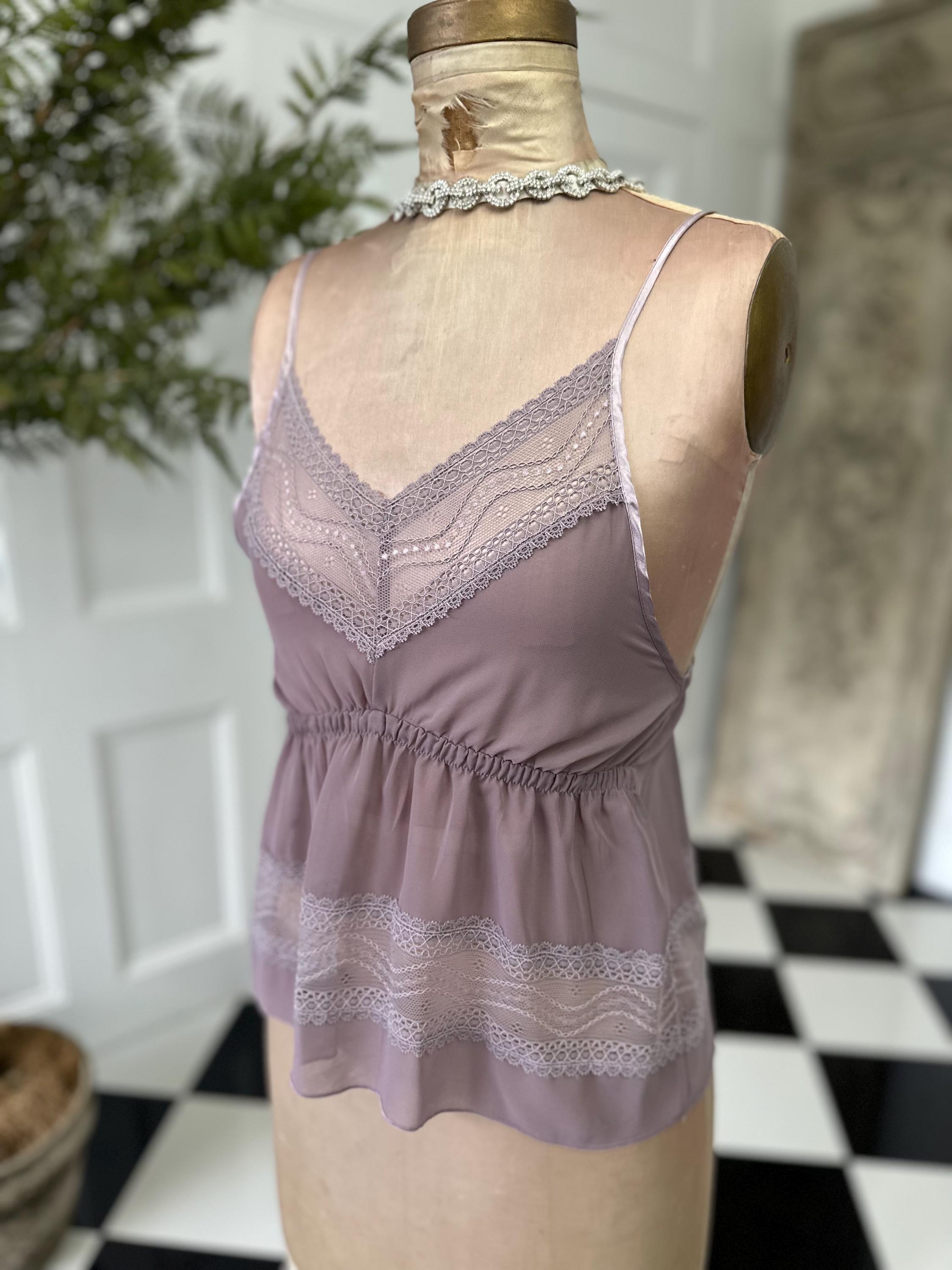 Dusty mauve vintage style chiffon and lace camisole
