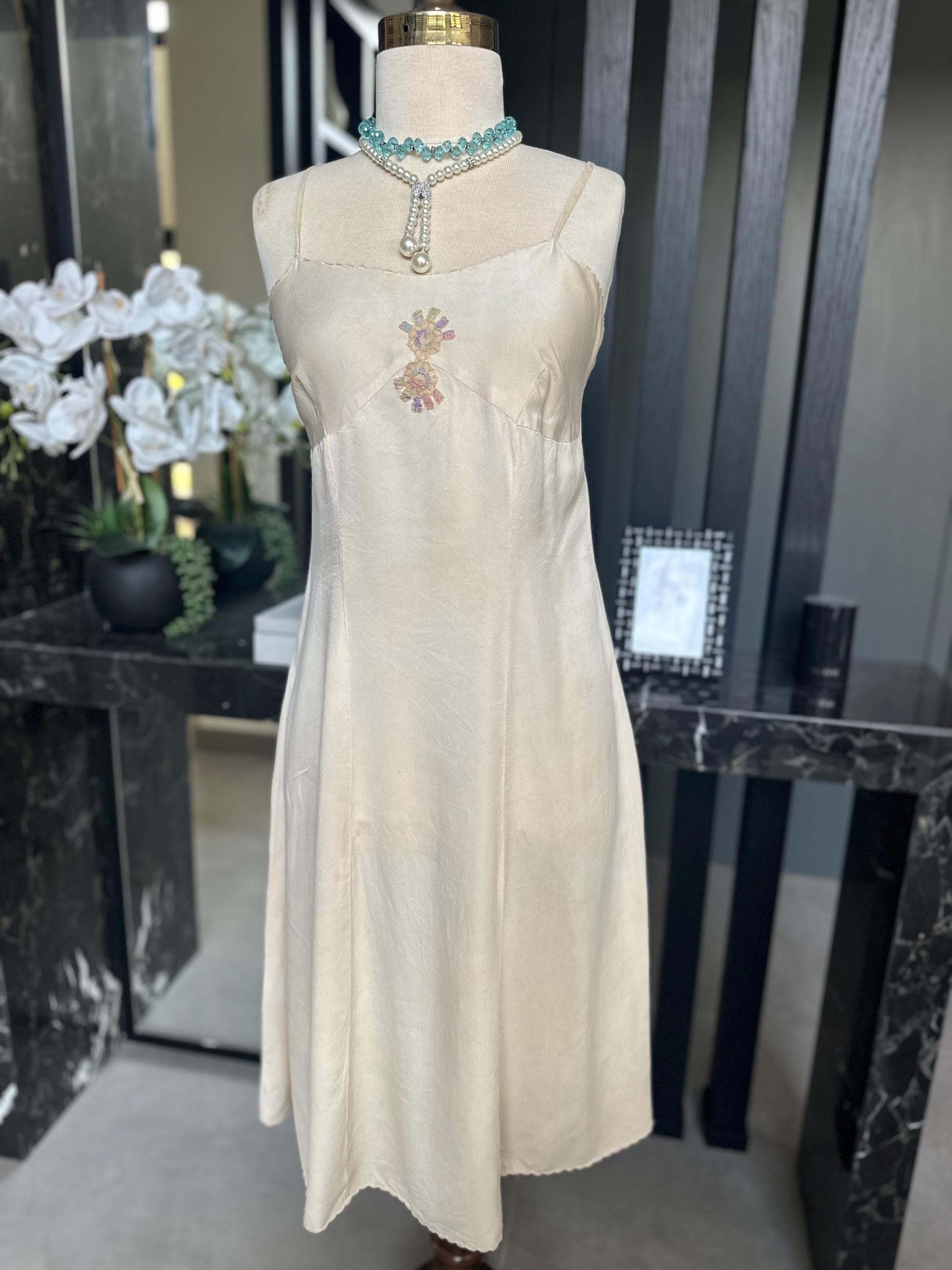 Antique 1930s cream Silk Slip