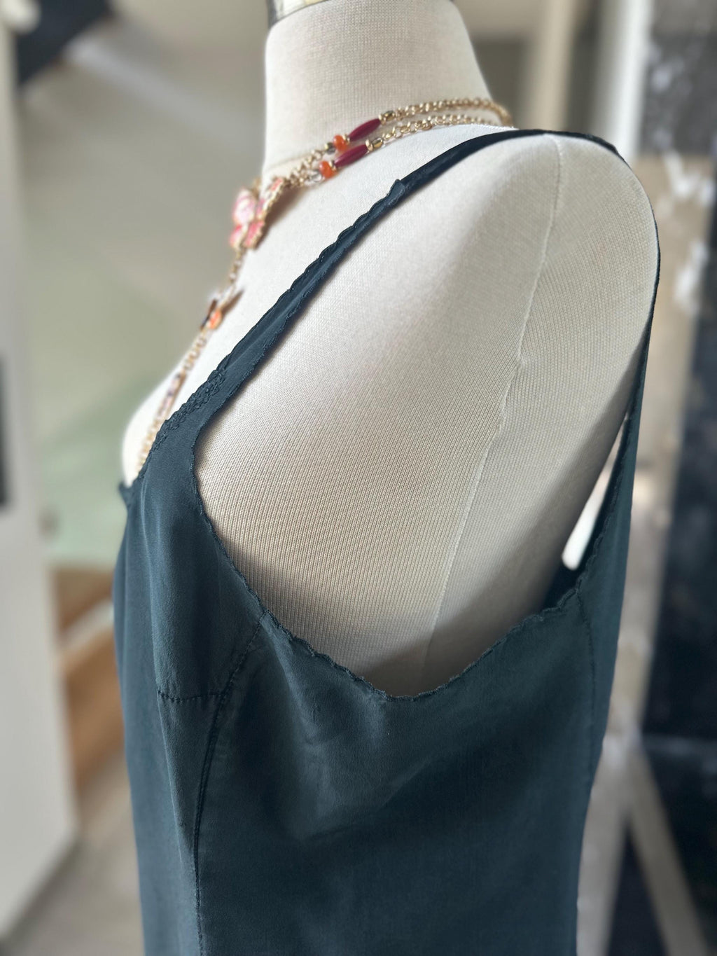 1940s Washed Black Silk Slip – Extra Large Archive Piece, Midi Silhouette