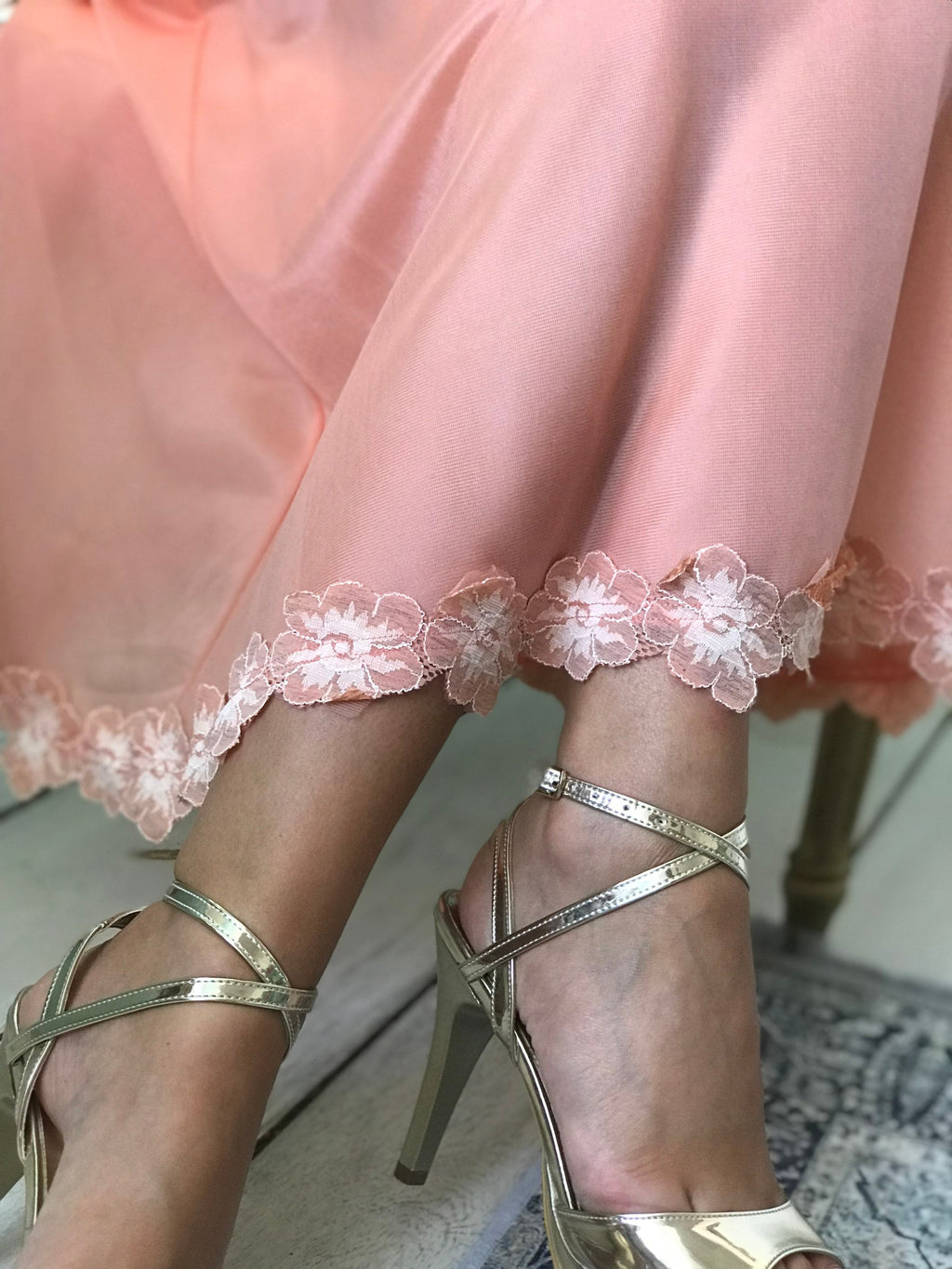 1970s long plunge neck lingerie slip dress