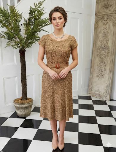 1940s Ribbon Work Dress: Brown Vintage Irene of Glenton