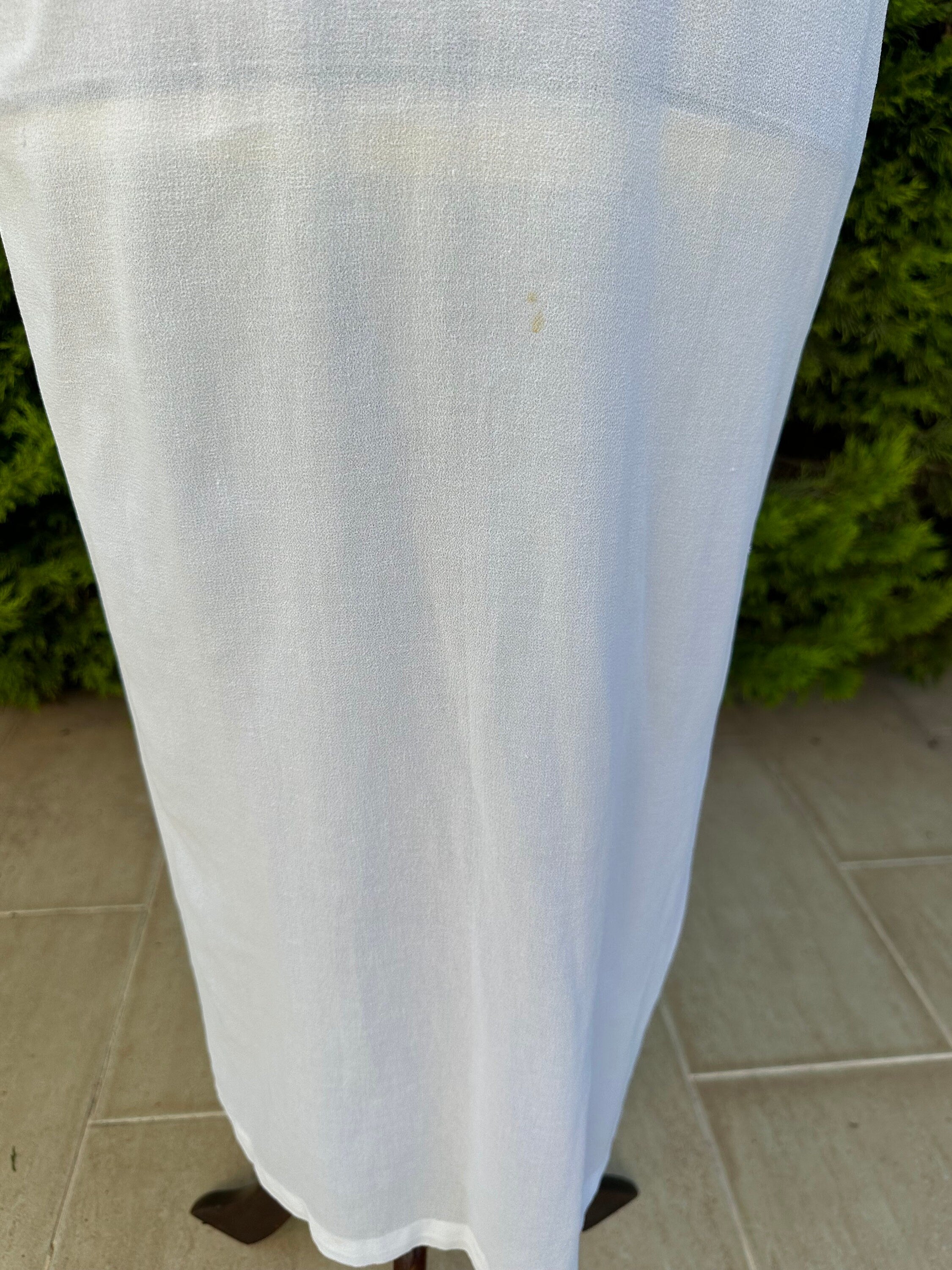 1940 white georgette hand embroidery long smock dress