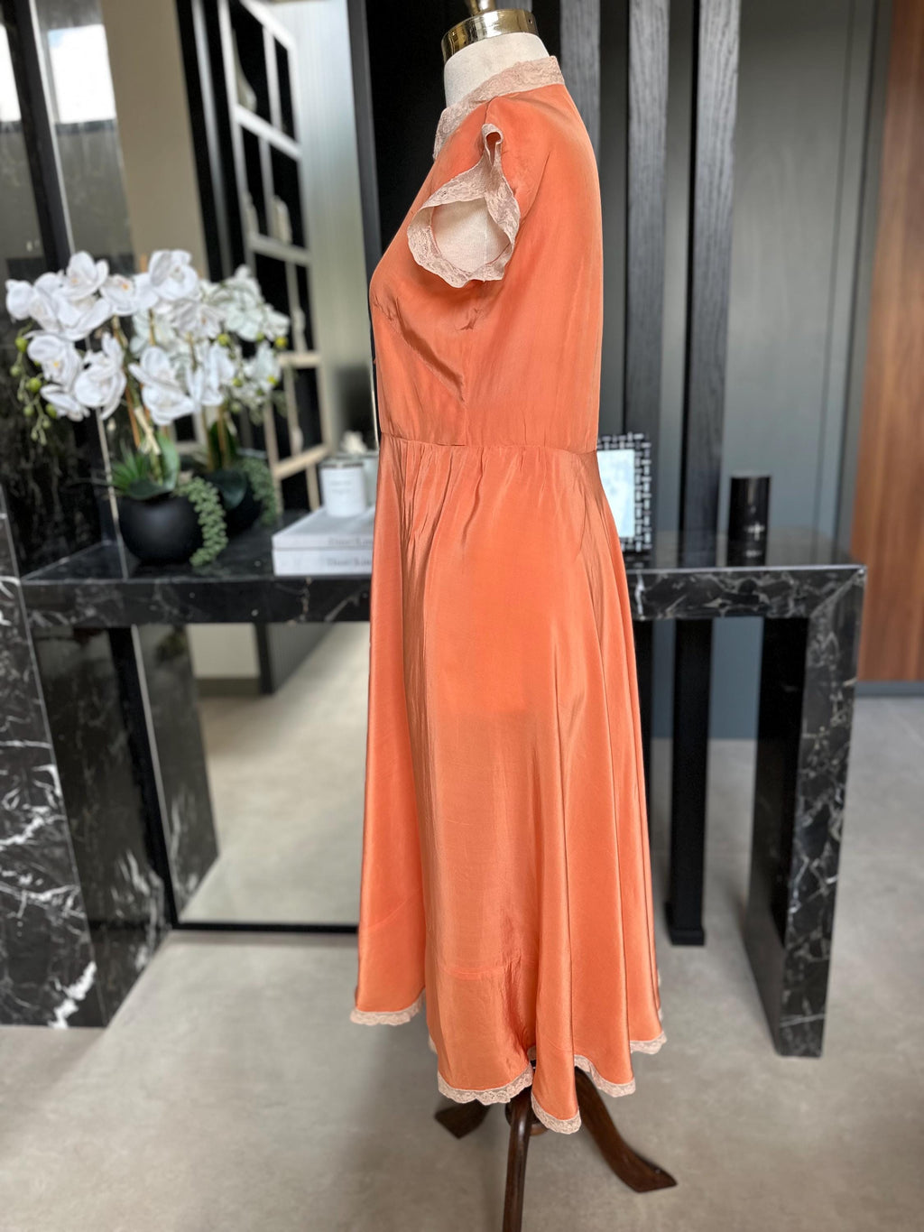 Antique 1920s-1930s Peach Silk  Nightgown dress – Authentic Art Deco dress