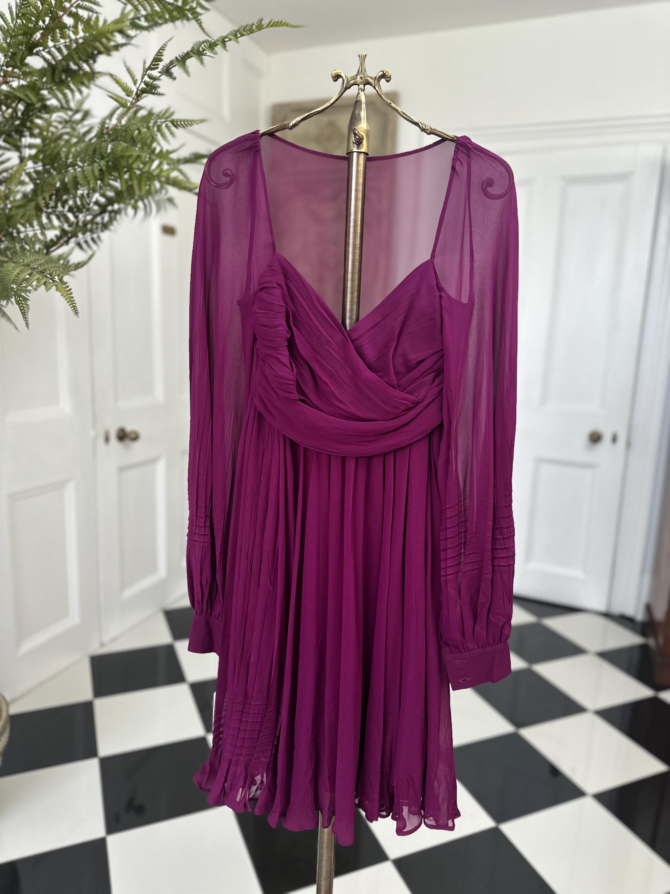 1990s rasberry colour La Perla silk dress