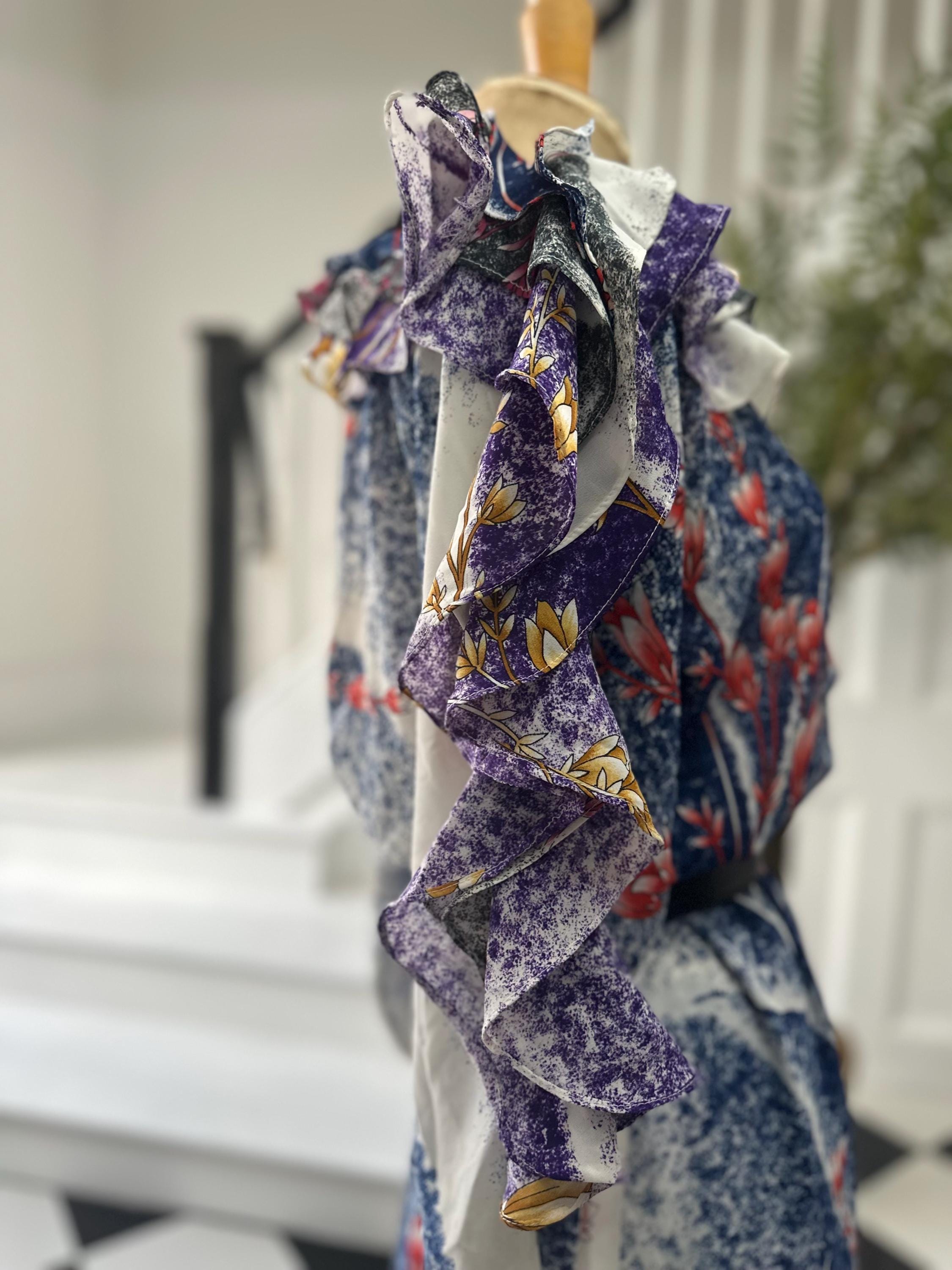 Vintage 1980s Diane Freis floral frilly Georgette maxi dress