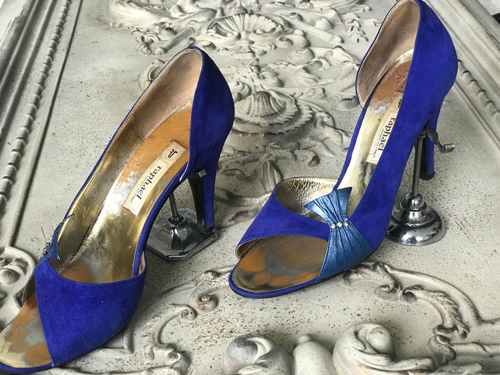 UK5 (38) Cobalt blue suede shoes label Raphael