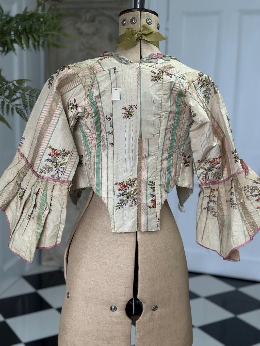 Rare 1770s Spitalfields Silk Bodice with Elegant Trimming Museum Quality Collectible