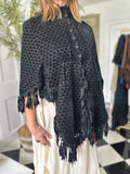 Exquisite 1860s Black Flock Velvet Dolman Cape