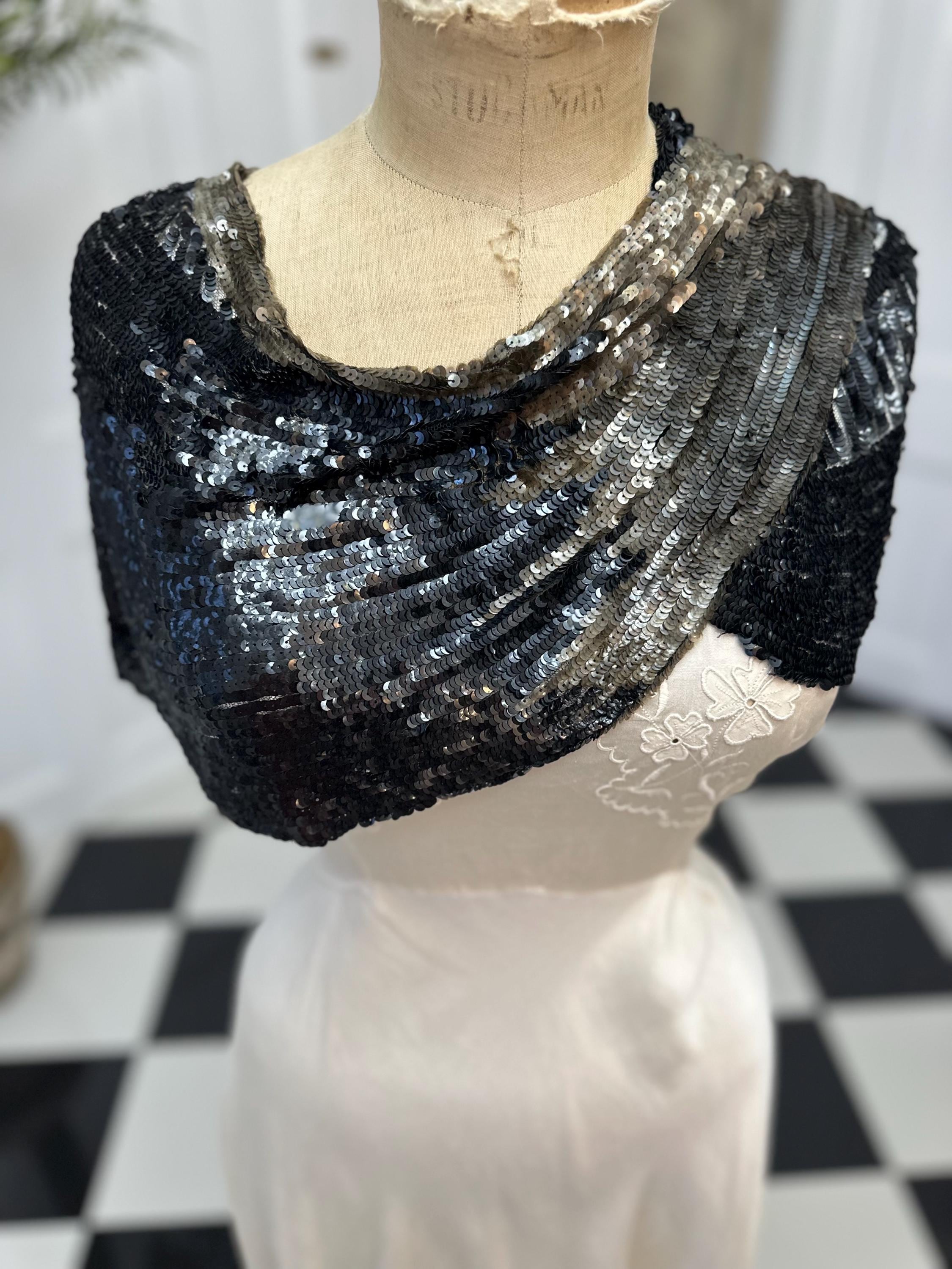 1920s Sequin black and gold shawl