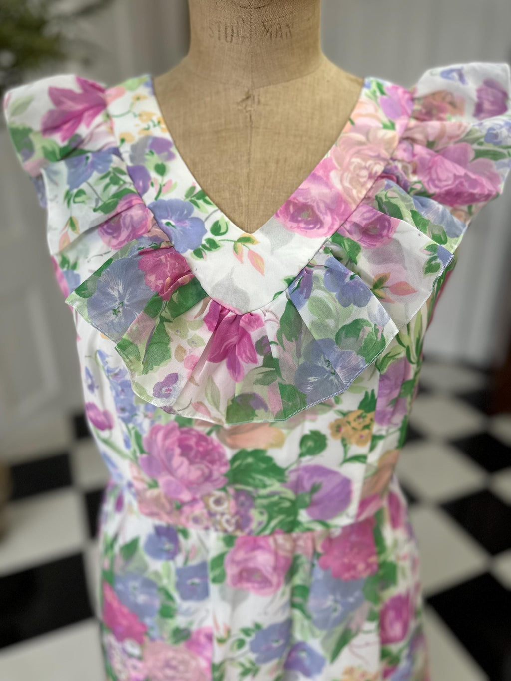 Vintage 1970s sleeveless floral maxi dress