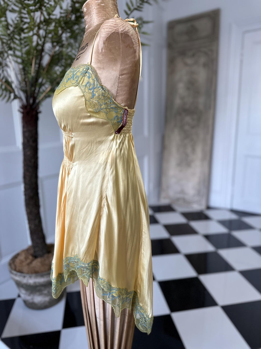 1990s Yellow Silk Slip Dress - In Love by Carling - Adjustable Straps