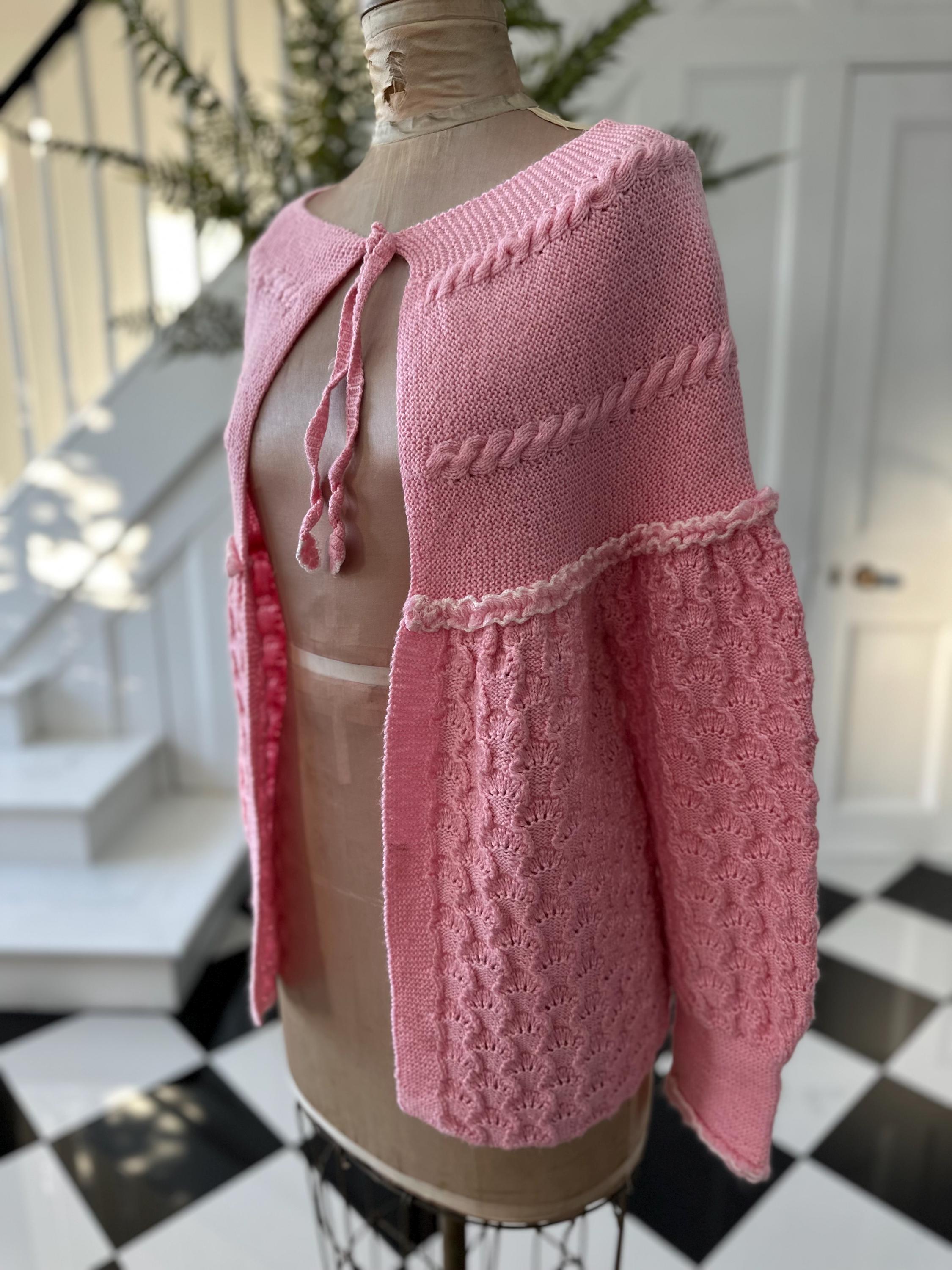Vintage Hand Knitted Pink Cardigan Cozy Layering Essential