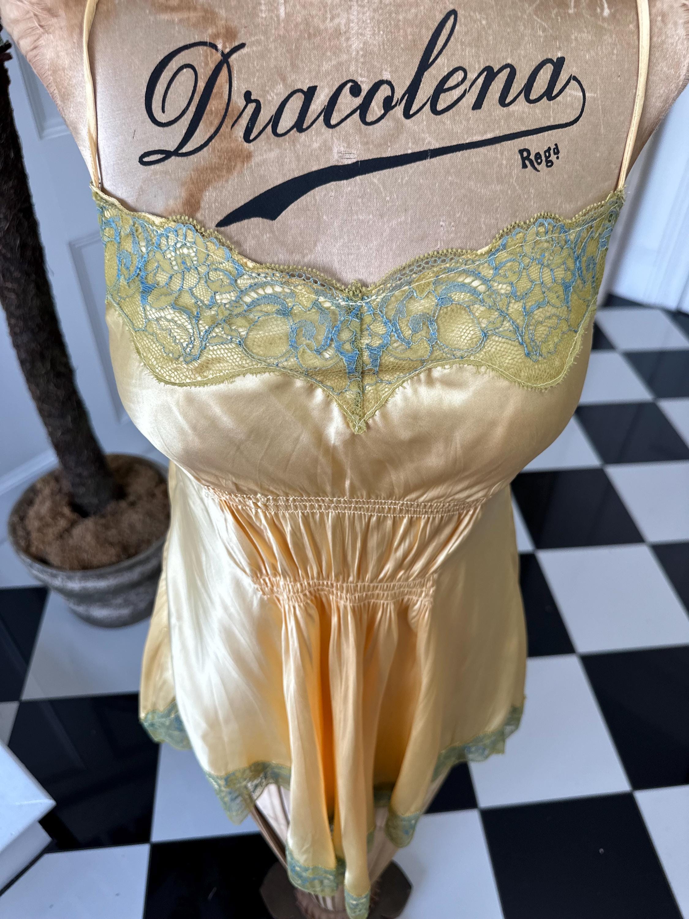 1990s Yellow Silk Slip Dress - In Love by Carling - Adjustable Straps