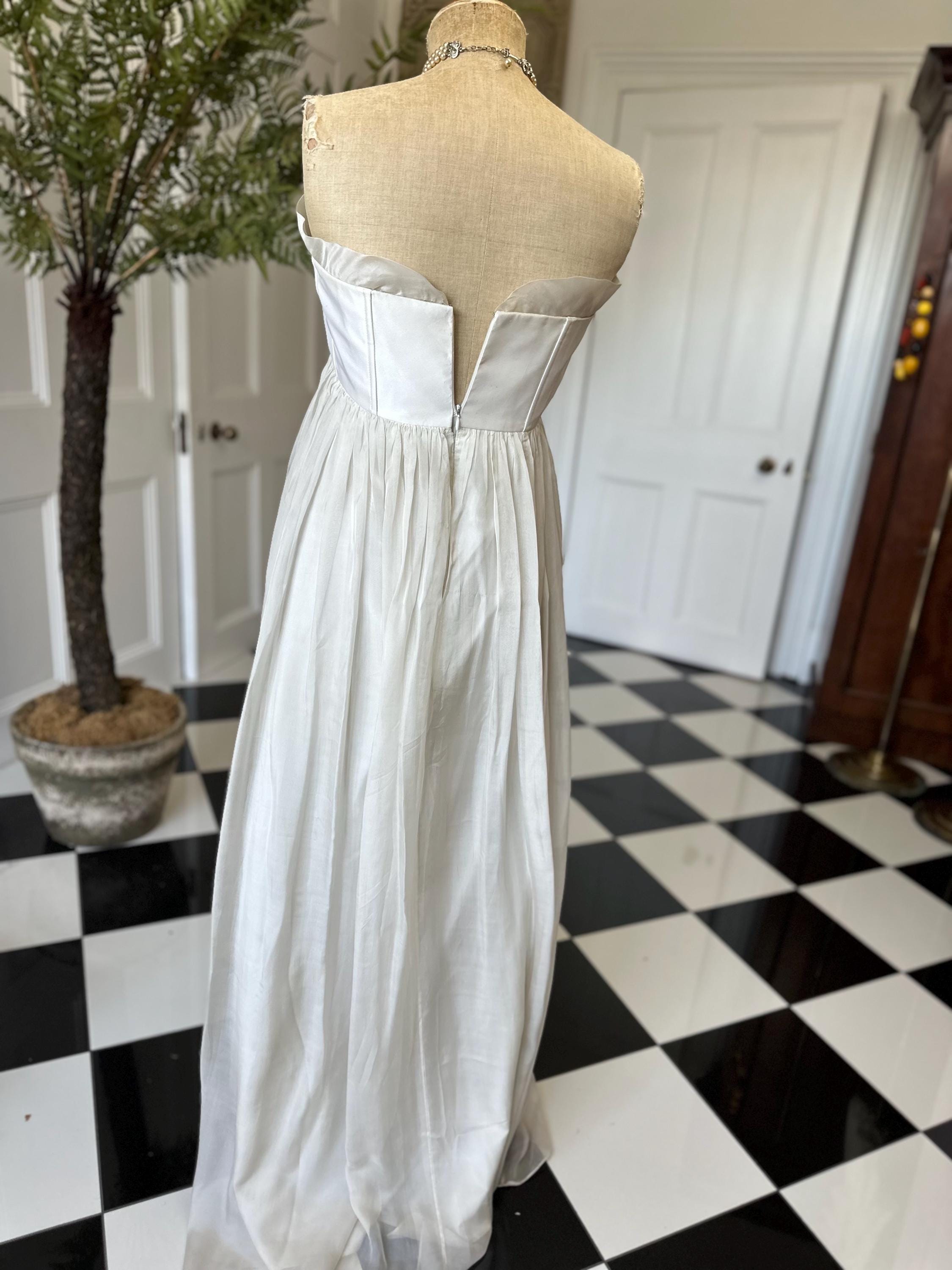 1970s long strapless silk dress