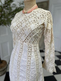 1970 cotton and lace maxi dress with long sleeves