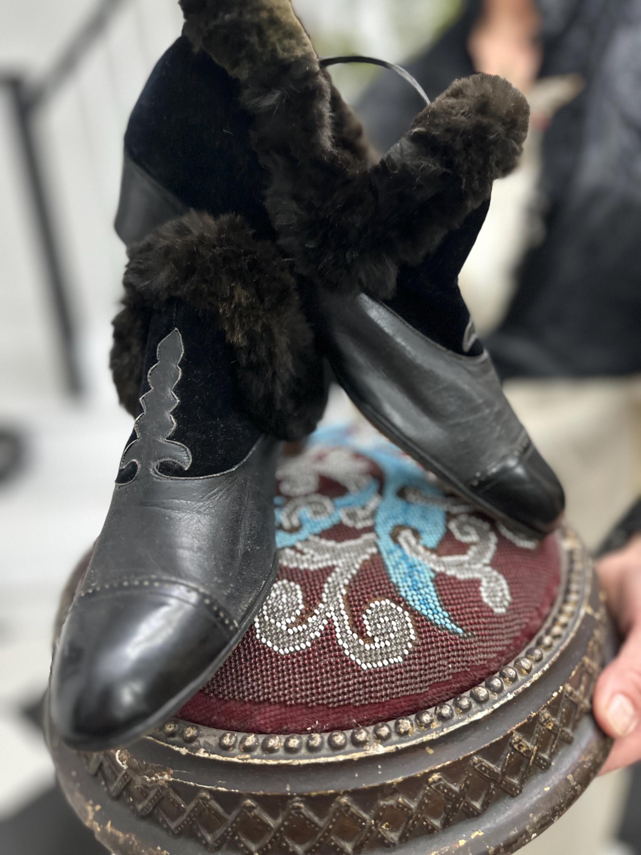 Victorian early Edwardian lady’s winter slipper boots