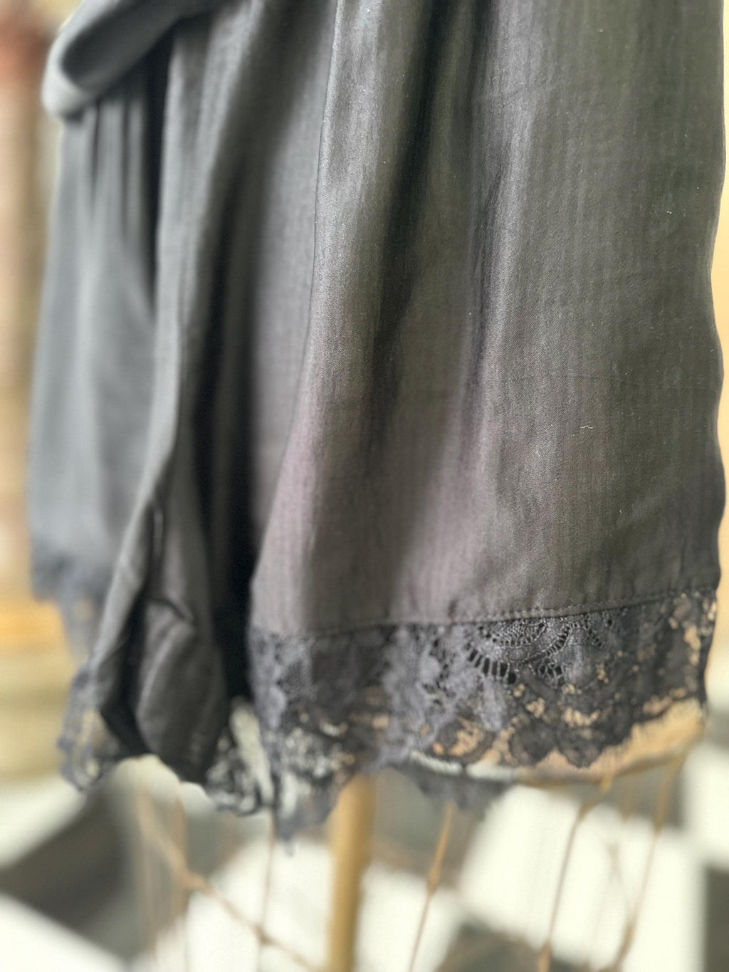 Vintage style Pierre Cardin  black silky camisole with lace details and matching top pants
