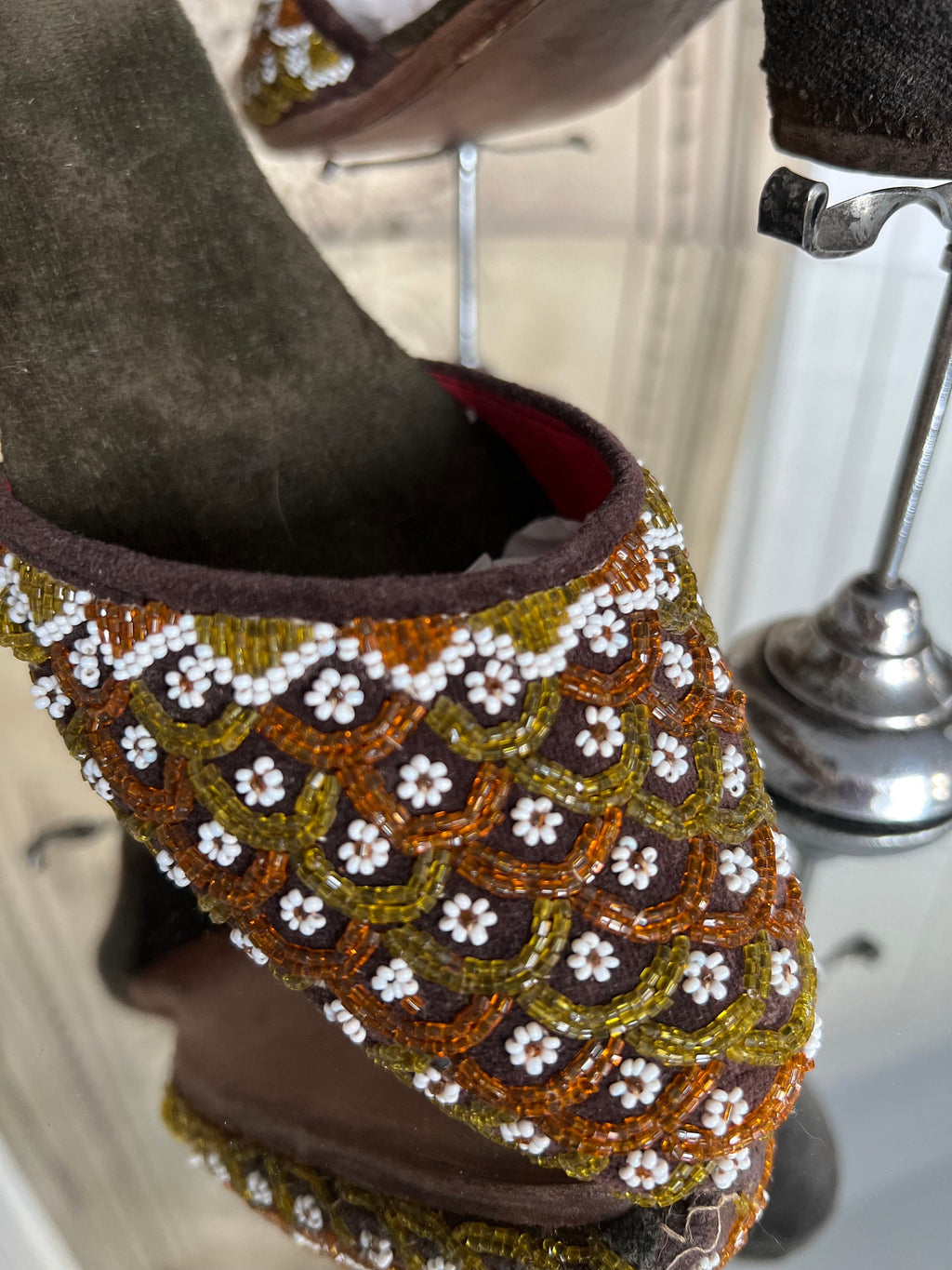 Antique 1920s glass beaded slippers manila