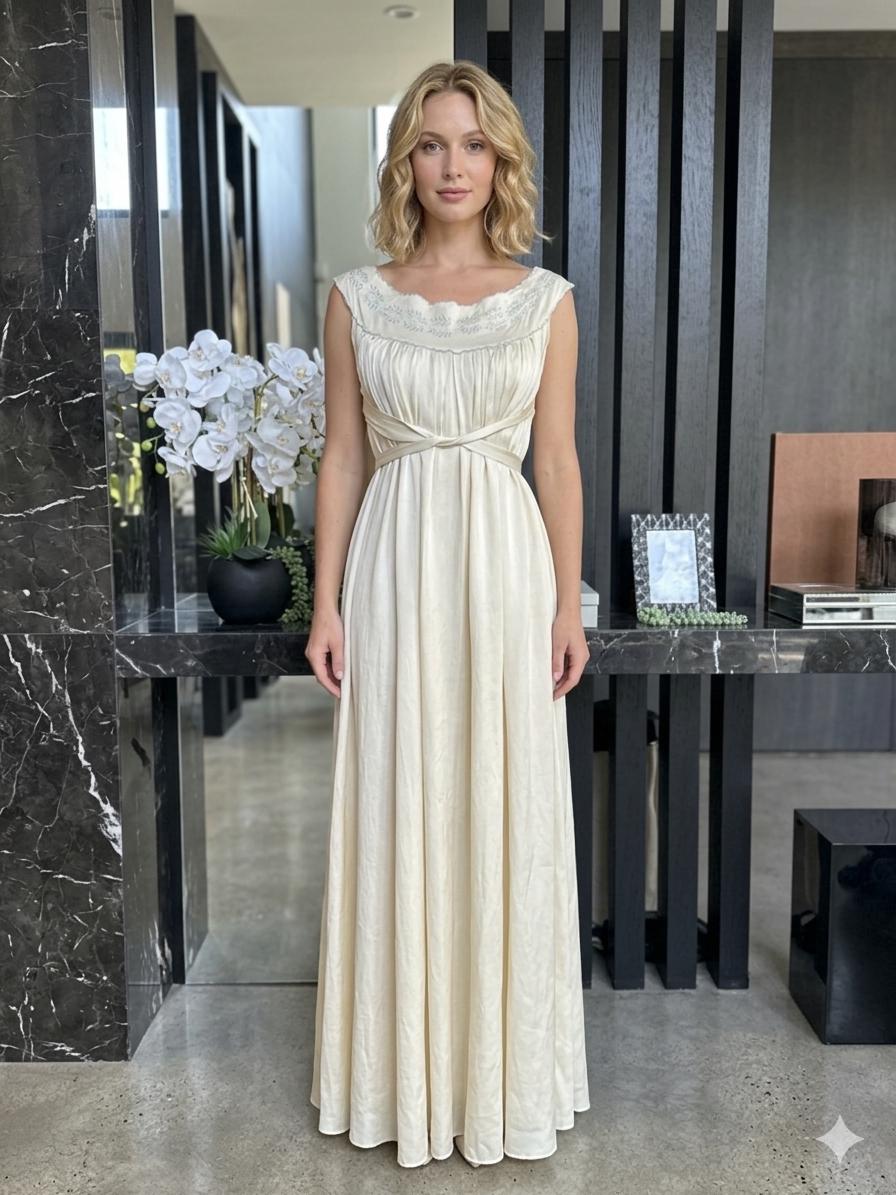 The Ultimate "Old Money" Silk Maxi – Authentic 1930s Art Deco Portrait Gown