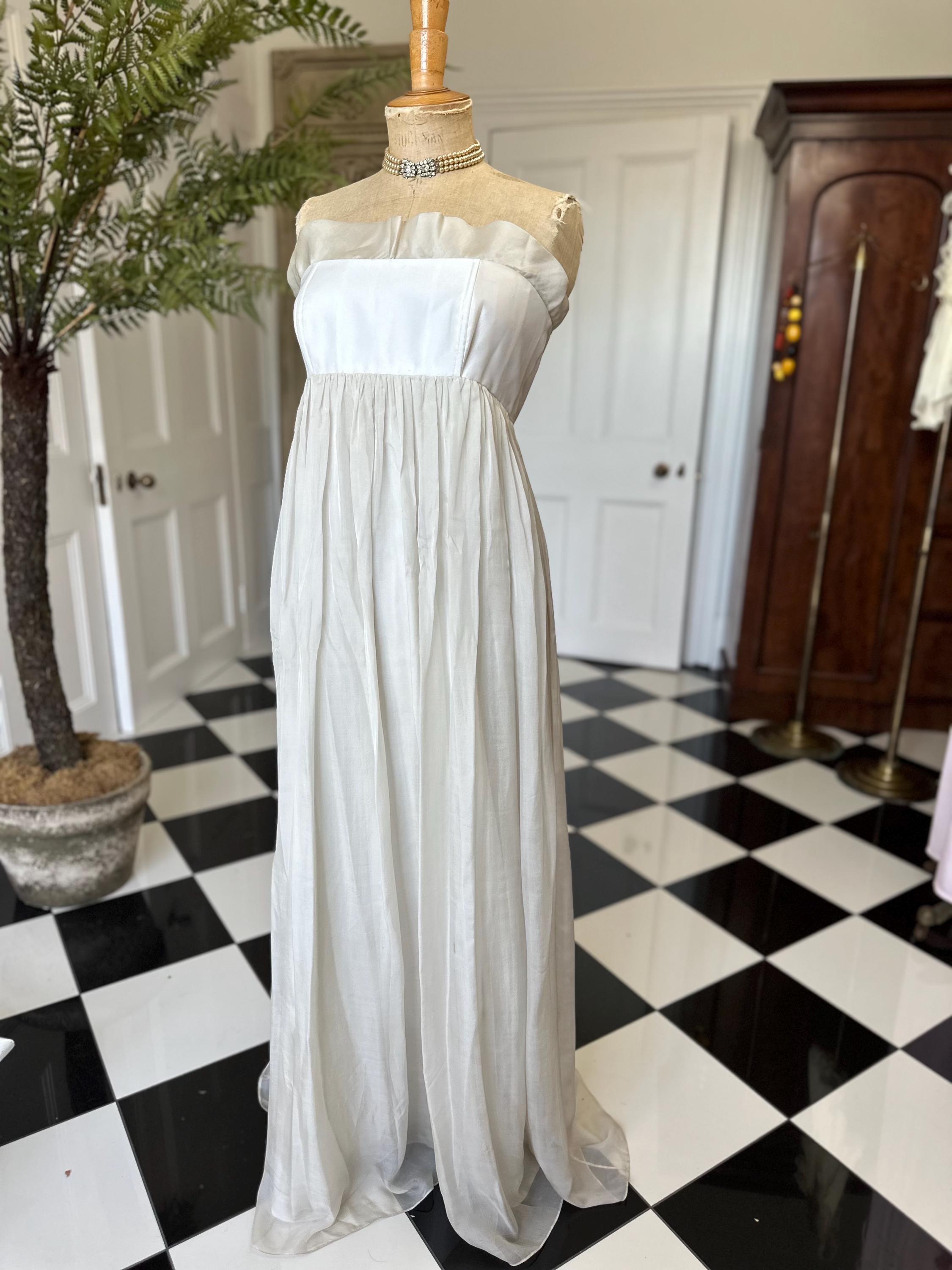 1970s long strapless silk dress