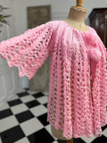 Vintage 1970s pink hand knitted cardigan