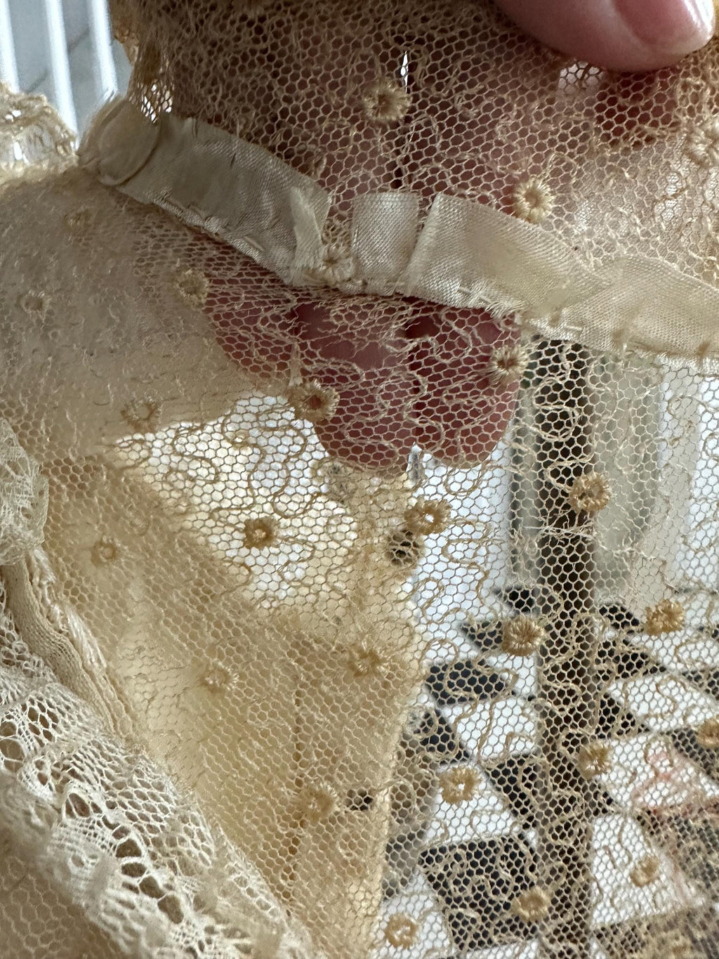 Romantic Lace Bridal Bodice Silk Embroidery with Floral Corsage and Silk Ribbon Details