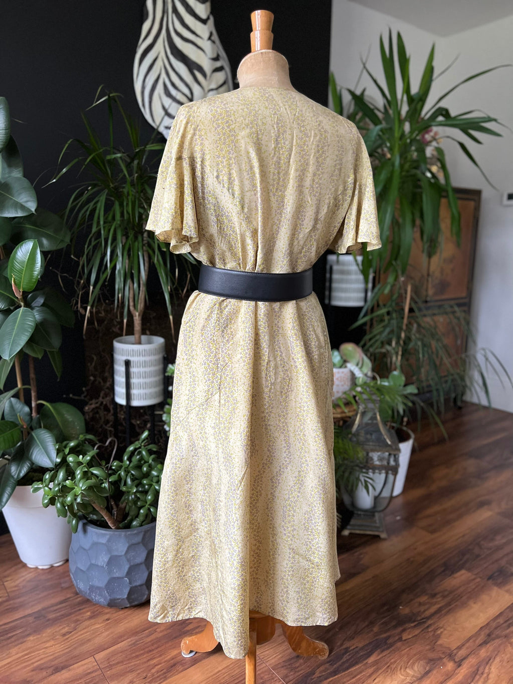 1920s 1930s summer Silk floral dress short sleeves