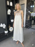 Vintage 1940s Grey Silk Slip Dress with lace Details