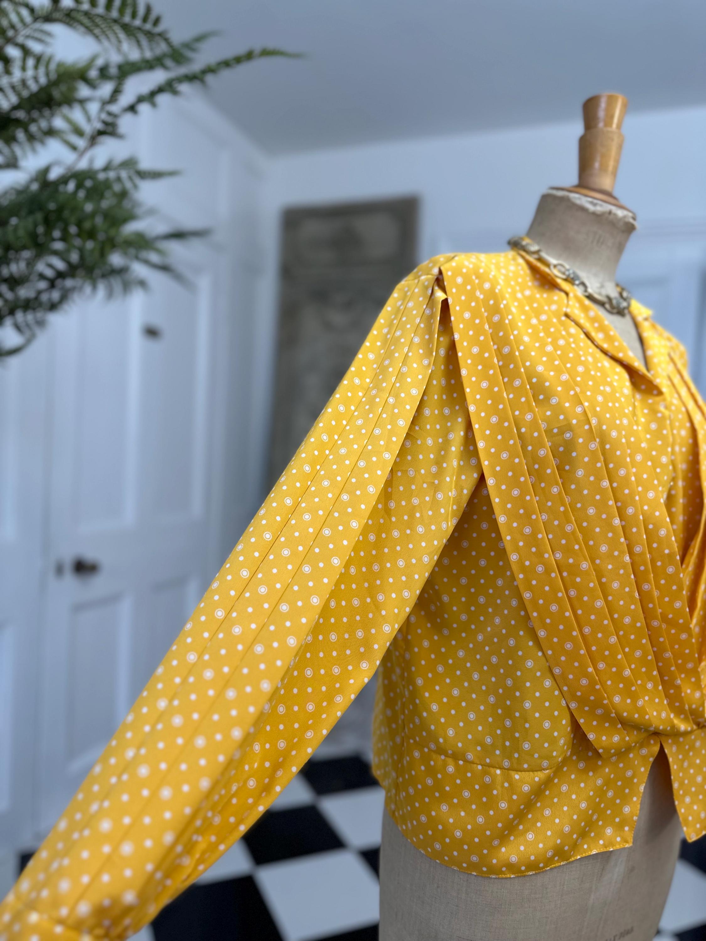1980s Yellow polka dot blouse