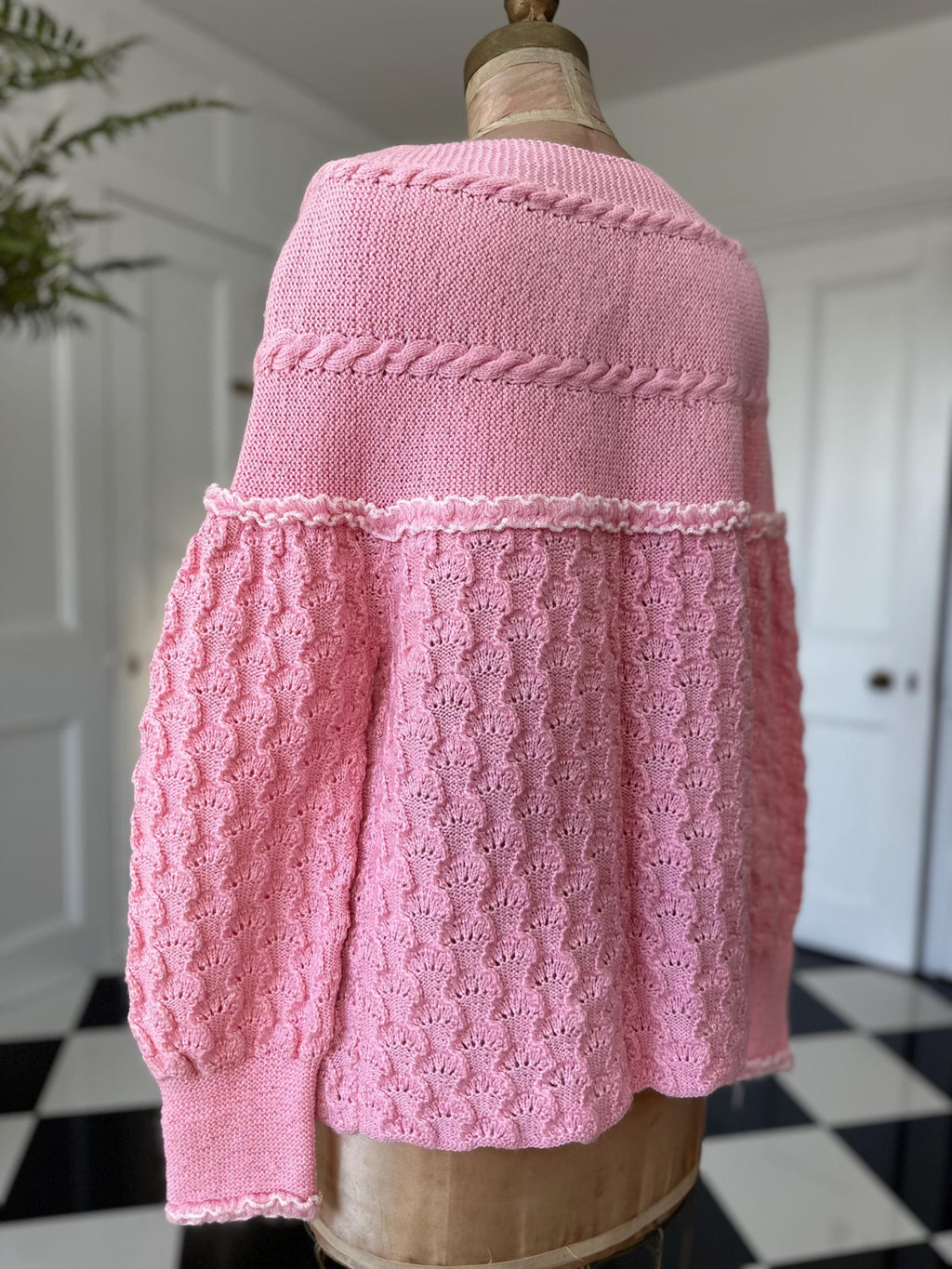 Vintage Hand Knitted Pink Cardigan Cozy Layering Essential