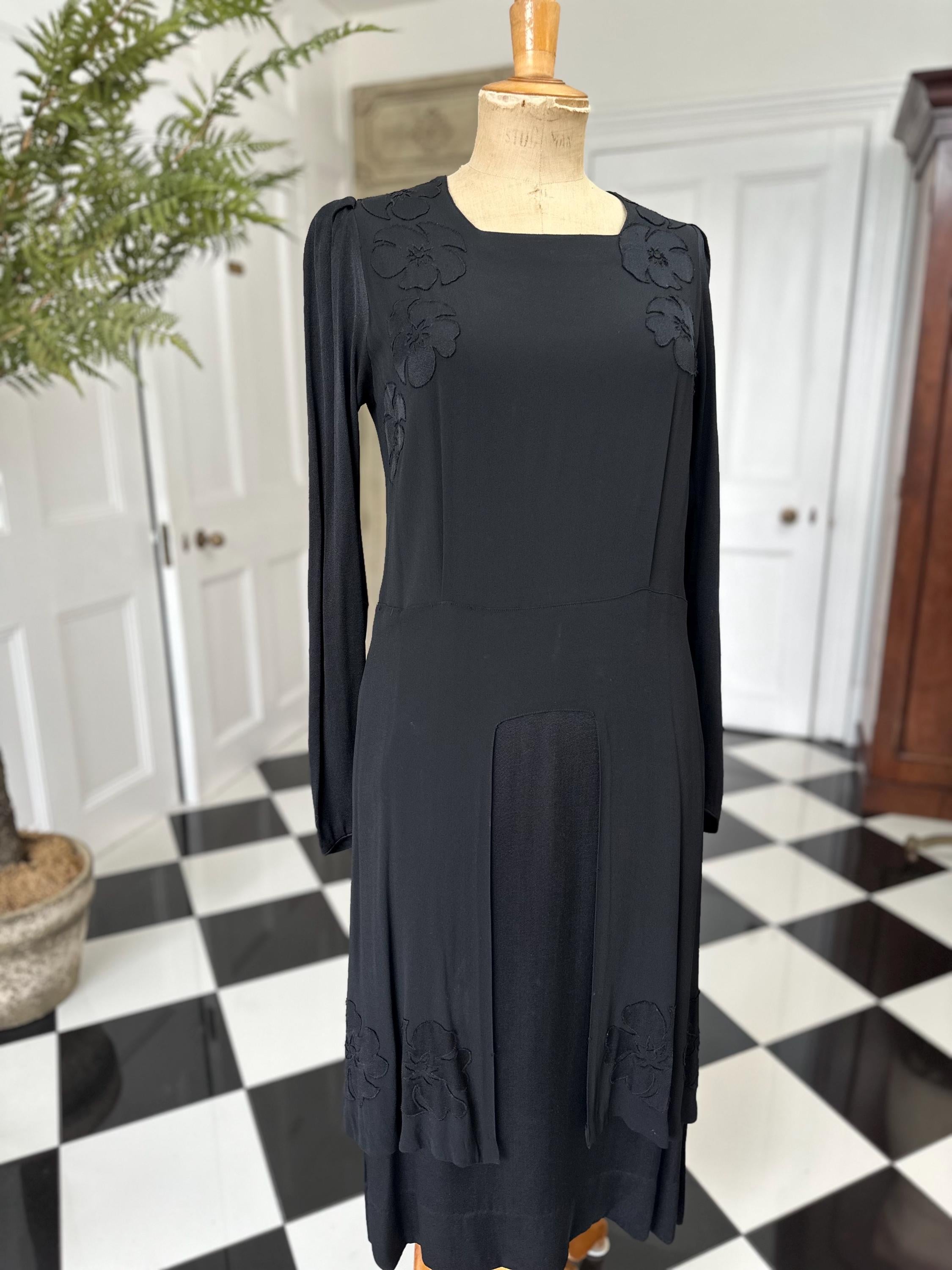 1910s Black silk dress