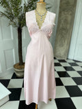 1970s baby pink long slip dress