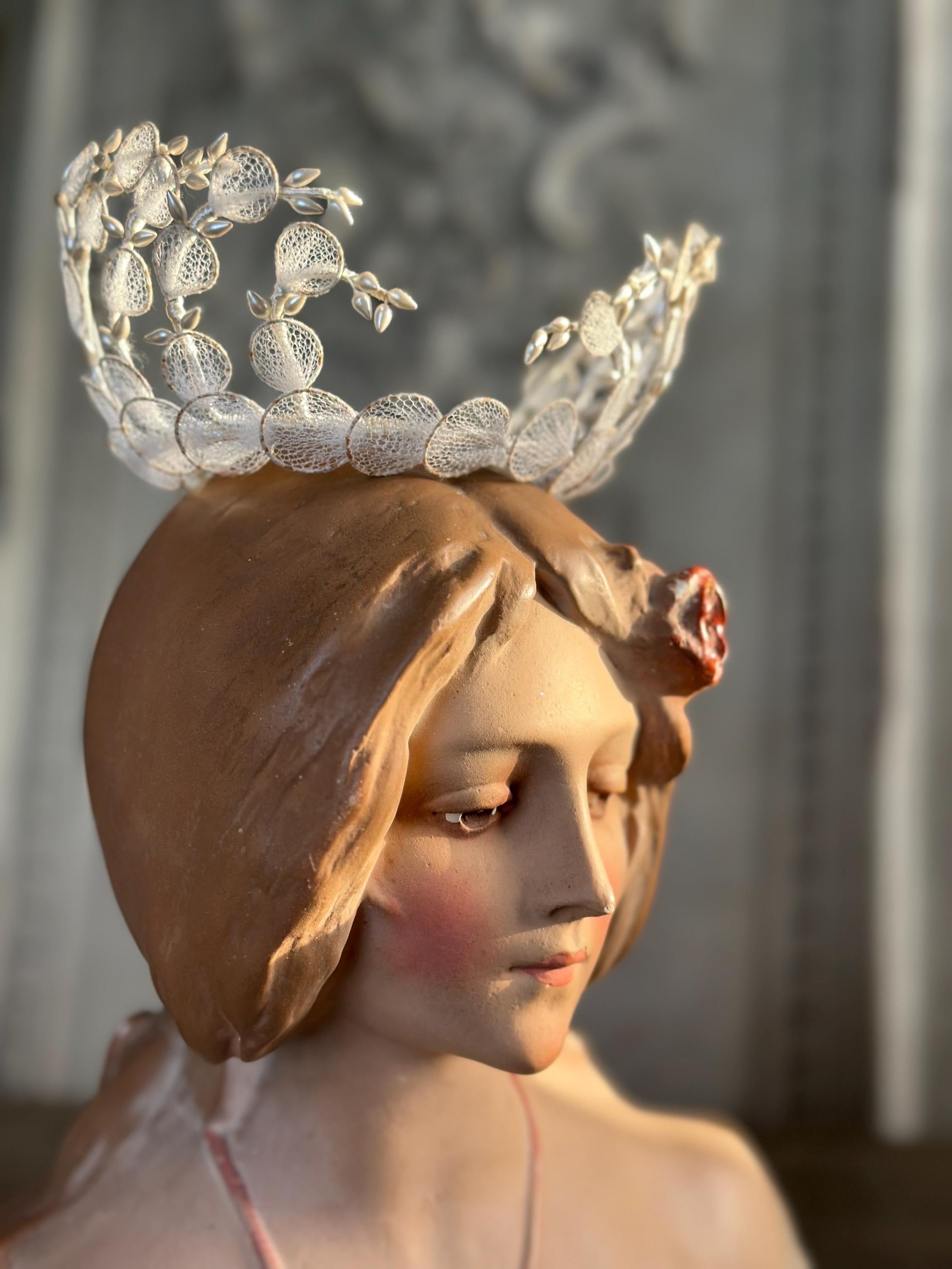Antique 1940s  1950s Tiara with tulle
