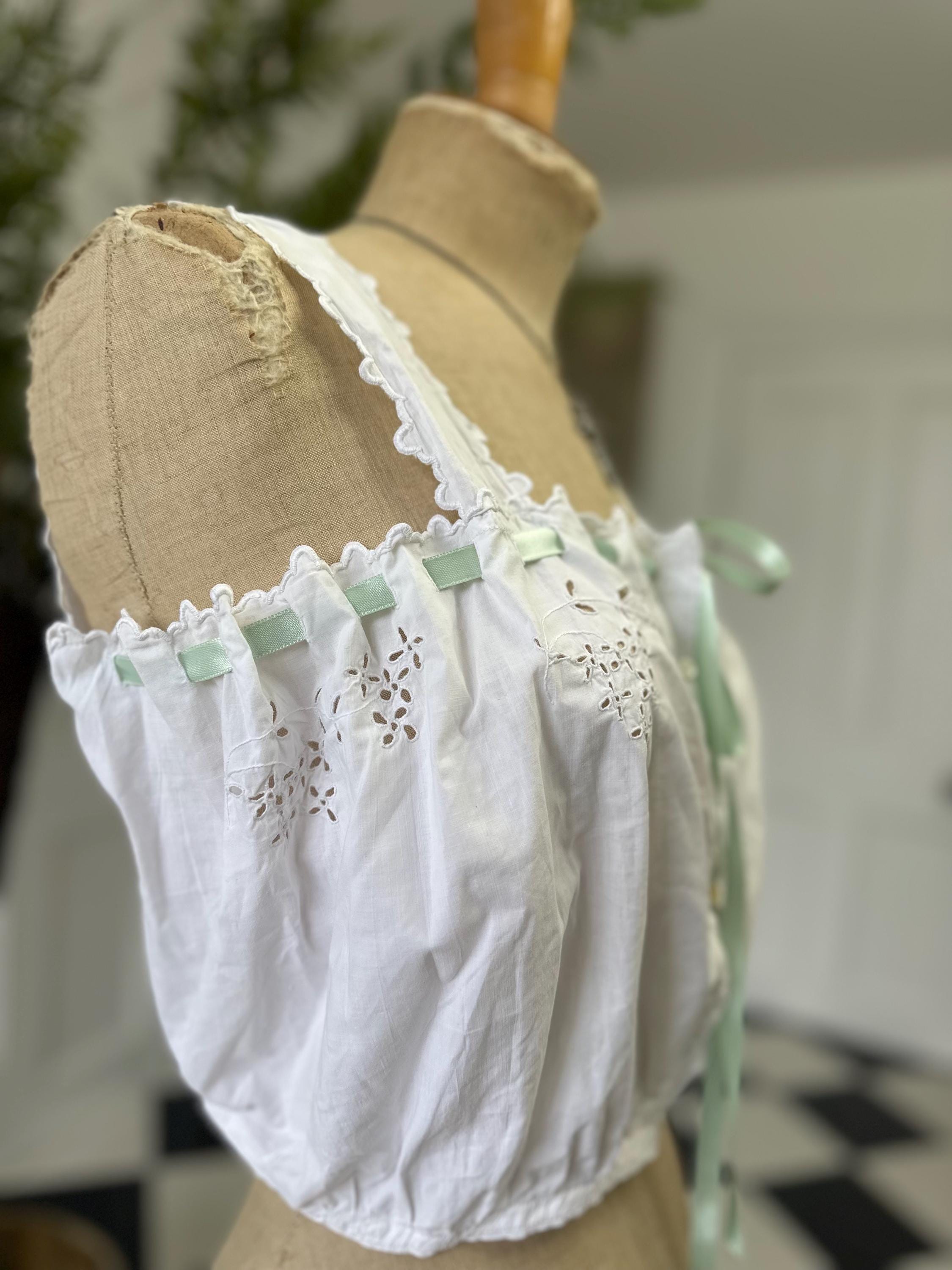 Elegant Victorian Edwardian Lace and Cotton Corset Cover