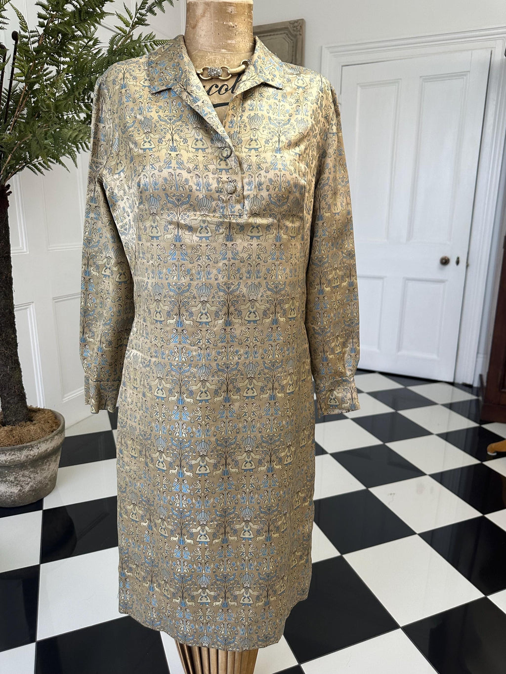 1960s Parisian golden silk dress