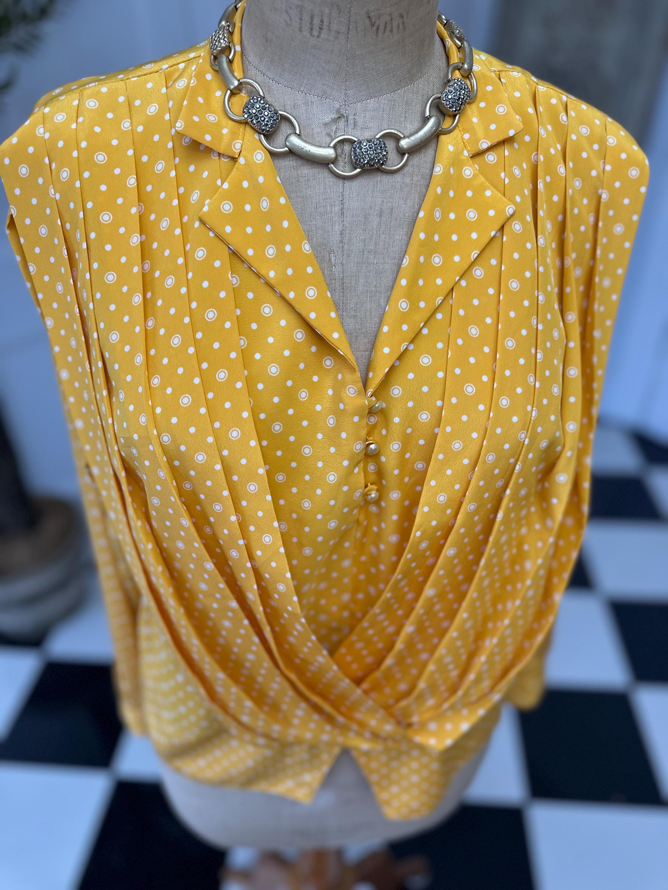 1980s Yellow polka dot blouse