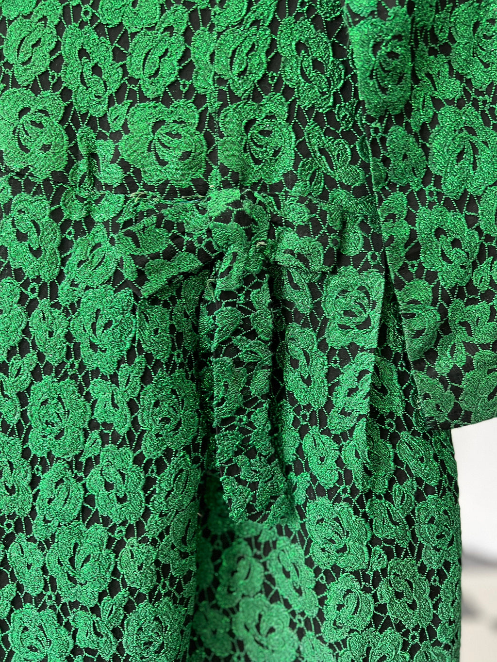 1950s 1960s Vintage lame emerald green cocktail dress