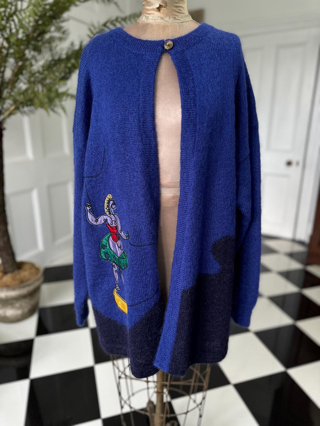 Vintage Mohair Long Cardigan by Jacques Vert with Horse Design
