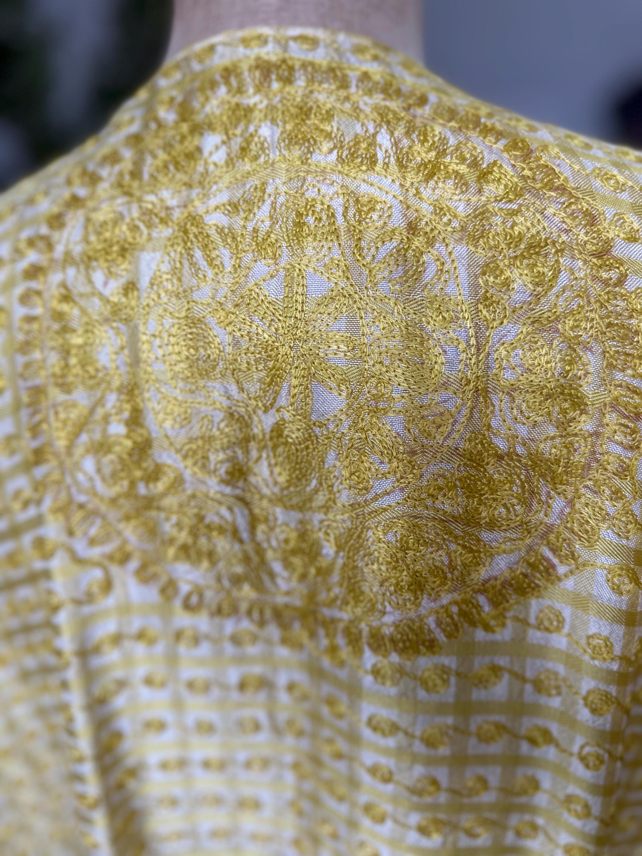 1970s Silk Suzani embroidery kimono open front waistcoat