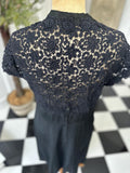 1940s Taffeta and cotton lace shift dress