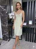 Antique 1930s Mint Green Silk Slip – Authentic Lace Inset Bias-Cut Dress
