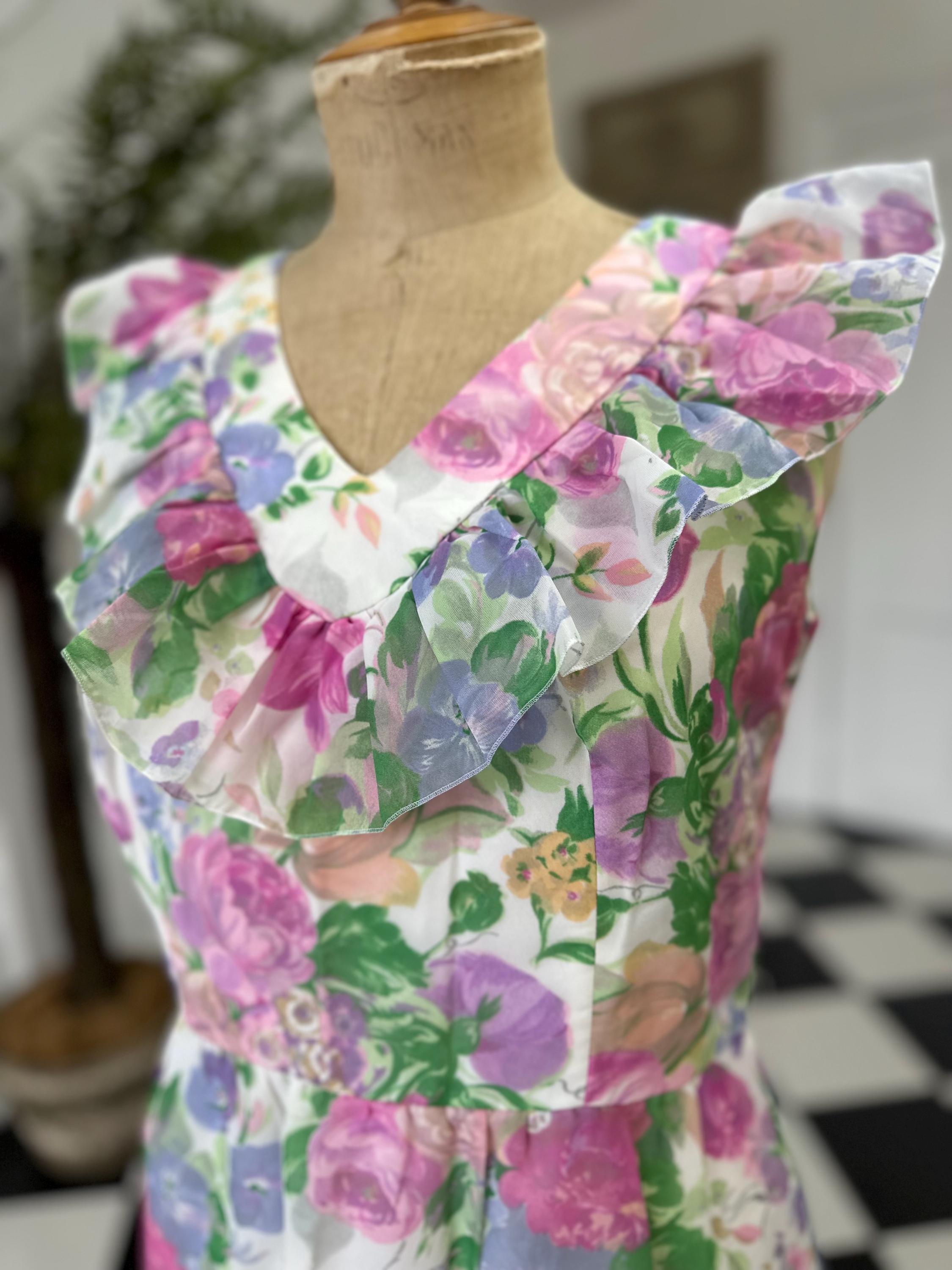 Vintage 1970s sleeveless floral maxi dress