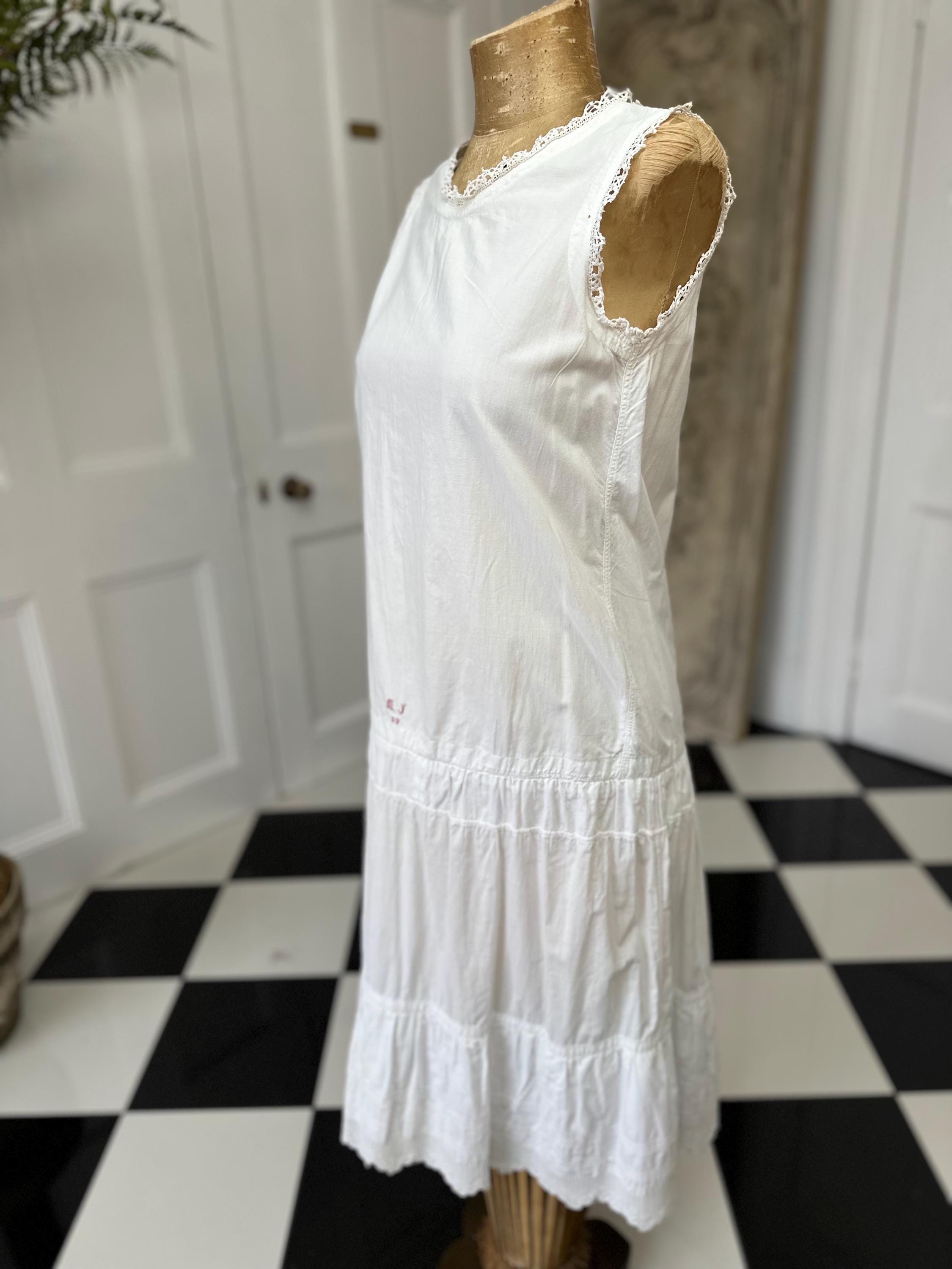 Victorian  Edwardian white under dress with monogram MJ petite in style