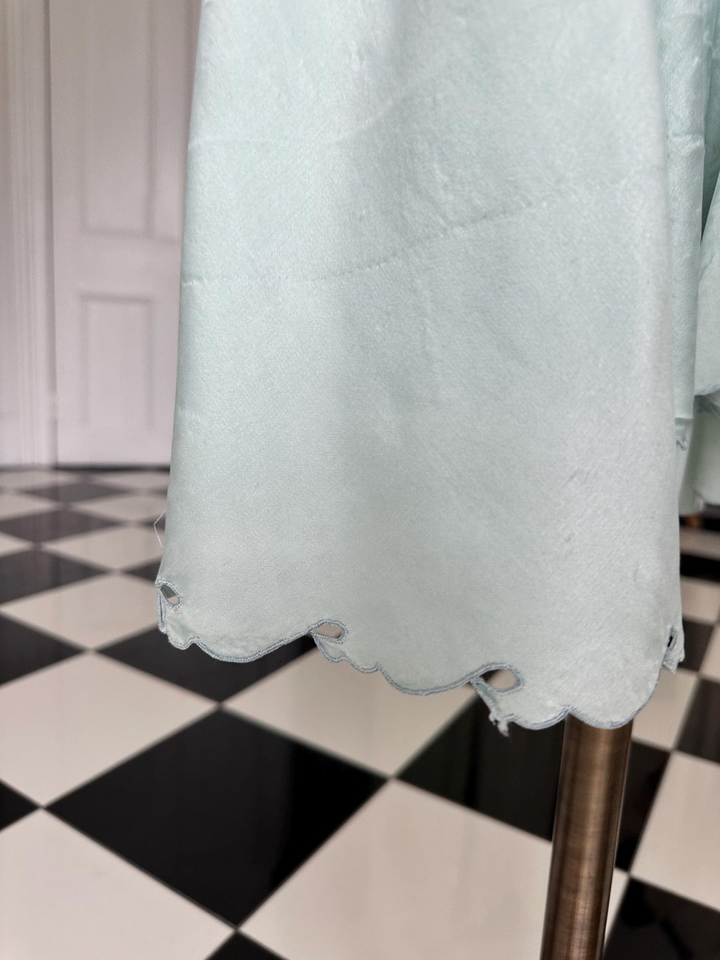 1940 Pale blue slip dress hand embroidery details