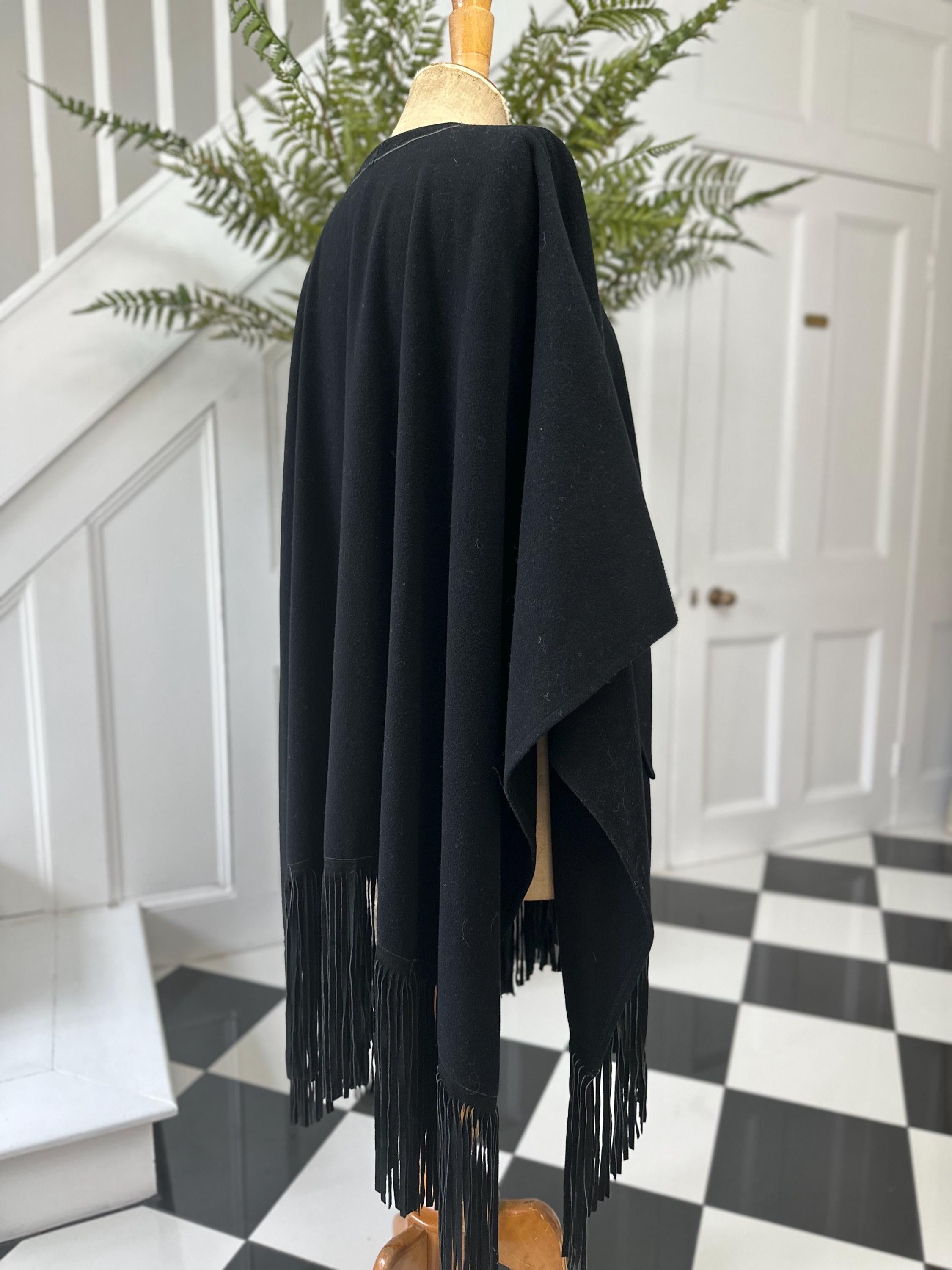 1970s black poncho 100% cashmere as stated on the label