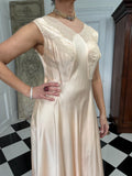 1930s silk and lace long slip dress in peach