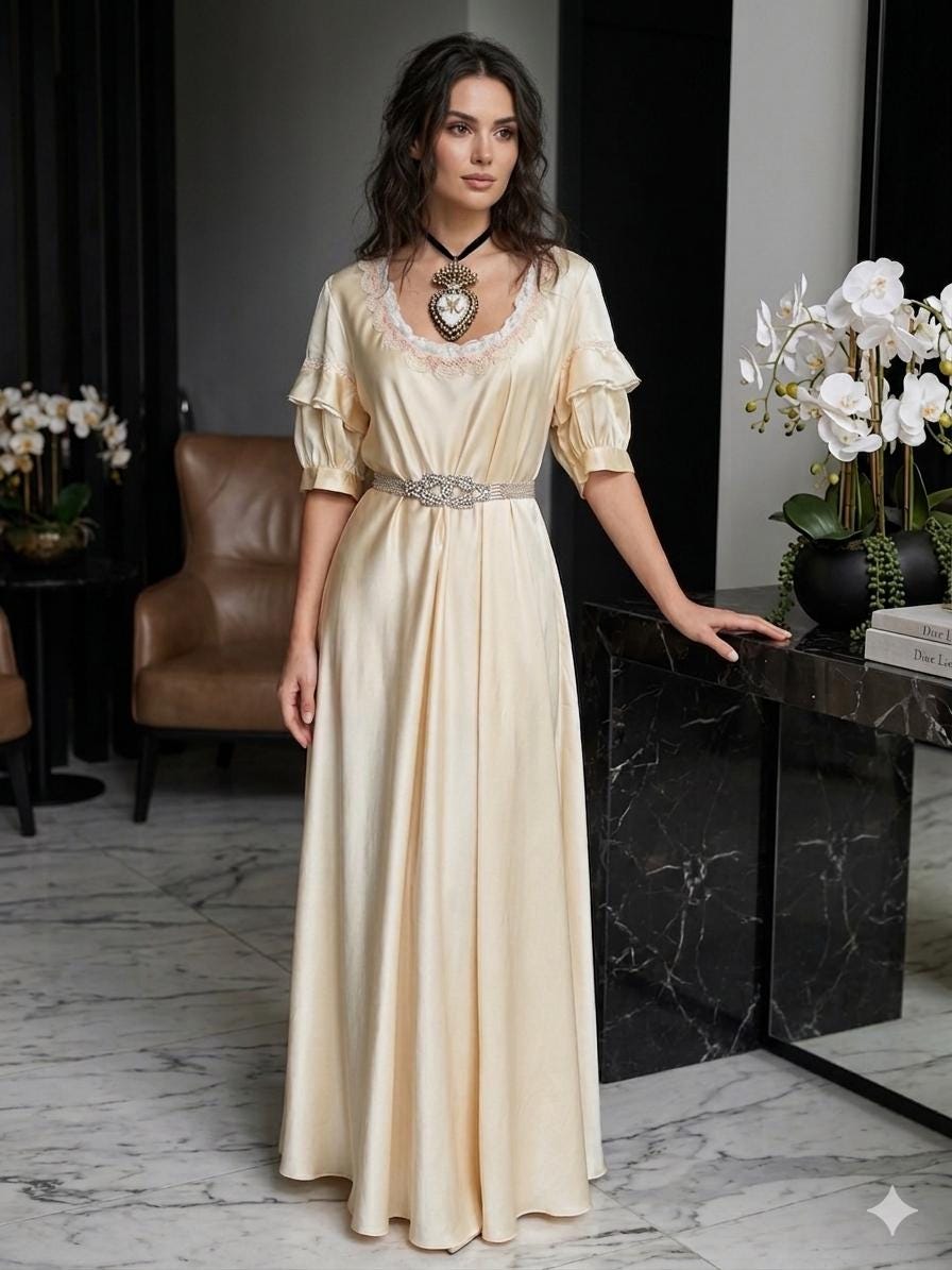 Antique  Green  Silk slip dress 1920s Old Hollywood Glamour